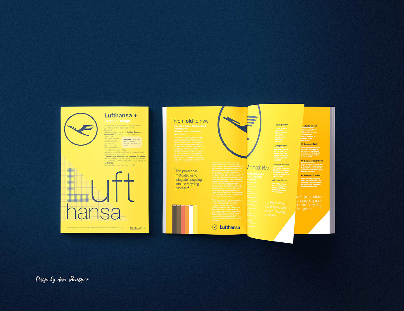 Booklet design Illustrator InDesign Lufthansa magazine photoshop