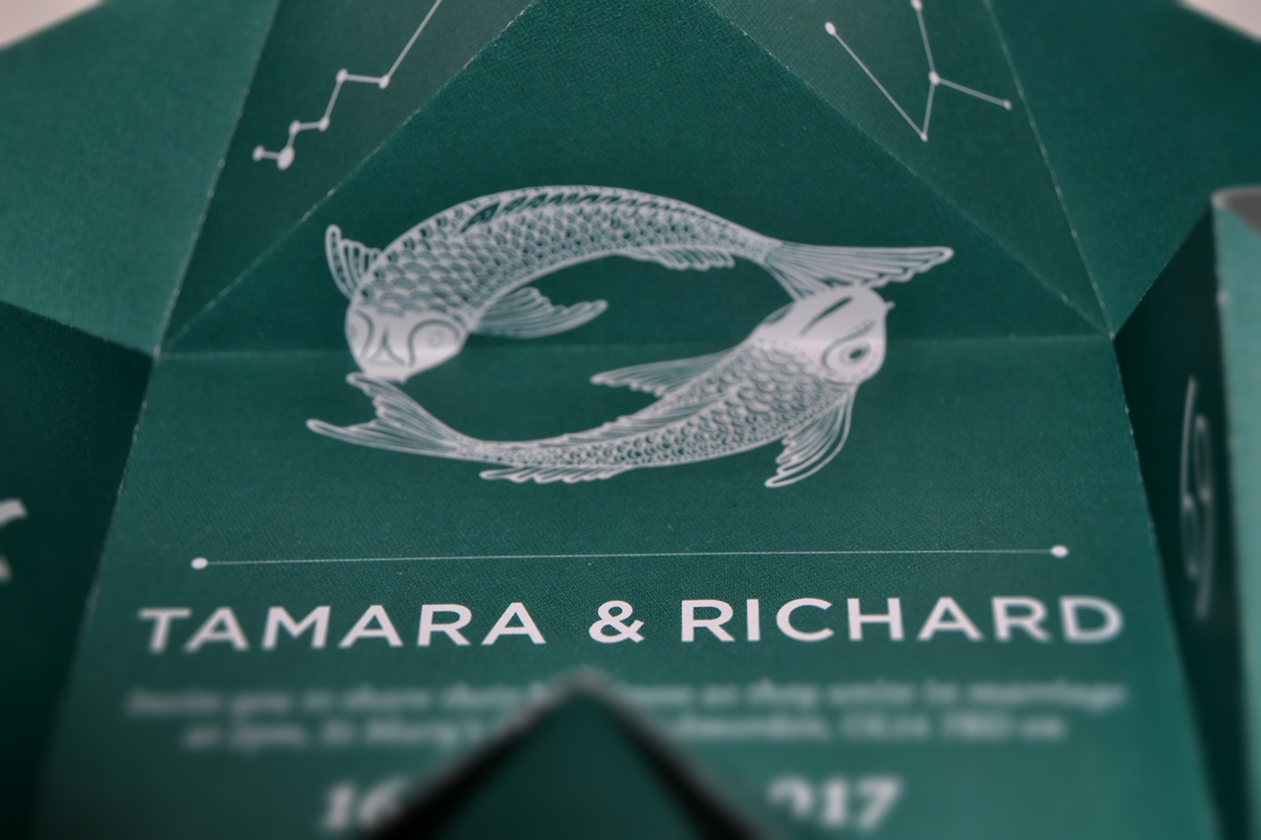 wedding invitations Astrology geometry rsvp constellation invitations wedding origami  graphic design  hand crafted