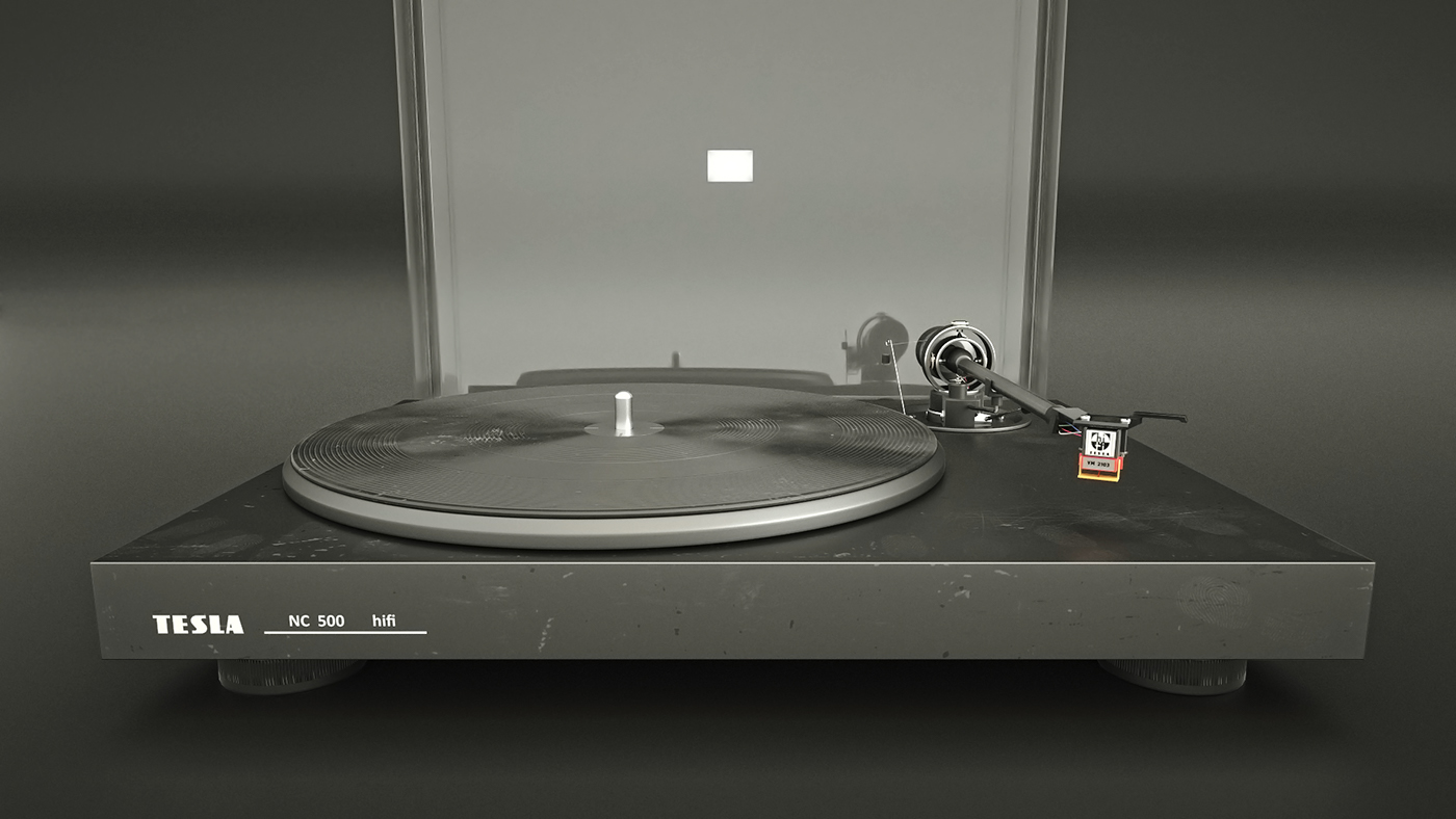 tesla turntable gramophone visualization CGI 3D model 3dsmax HIFI