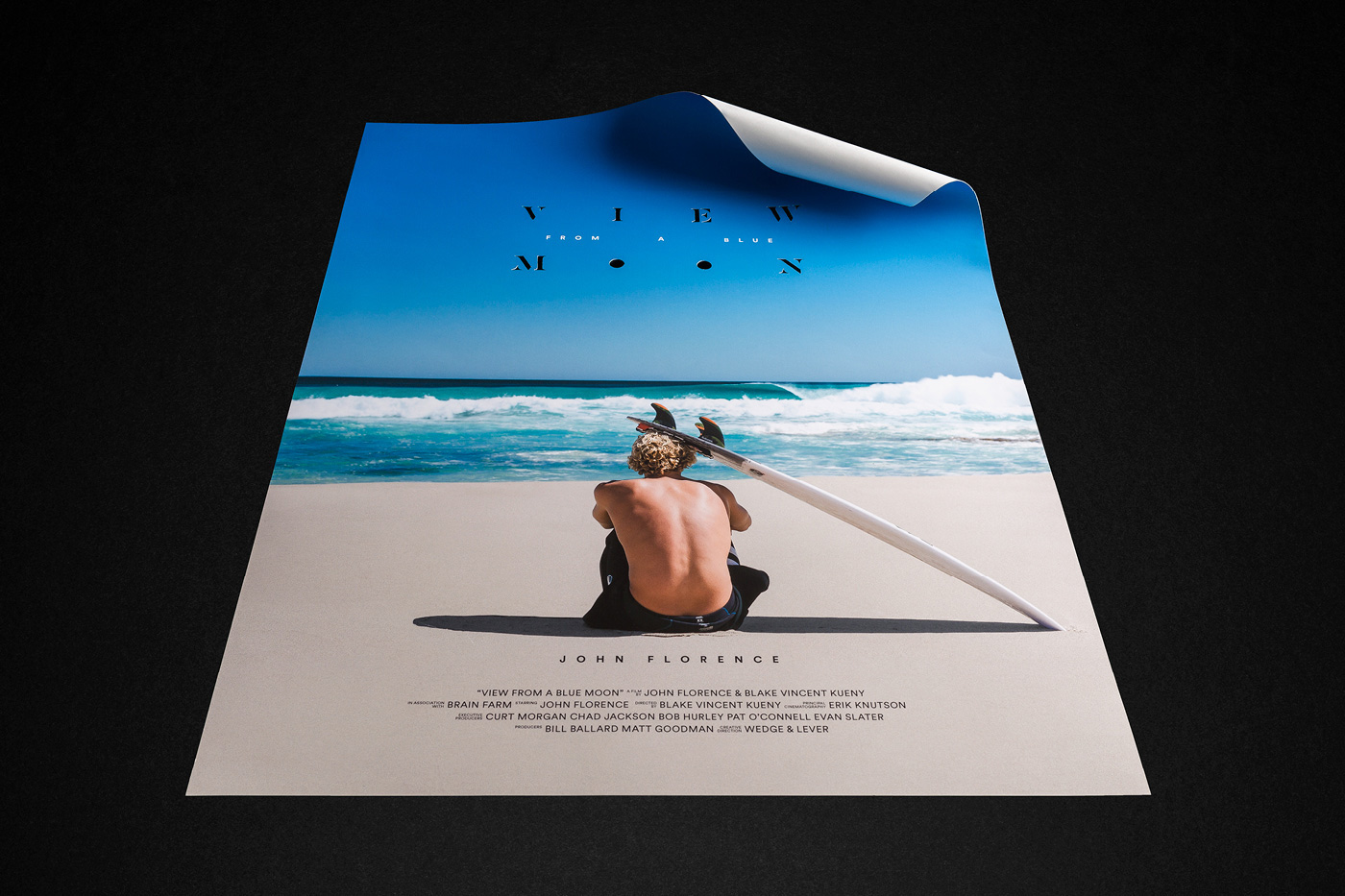 Wedge & Lever Wedge and Lever John John Florence John Florence surfing surfer surf film  Movie Posters movie design packaging design logo naming view from a blue moon VFABM