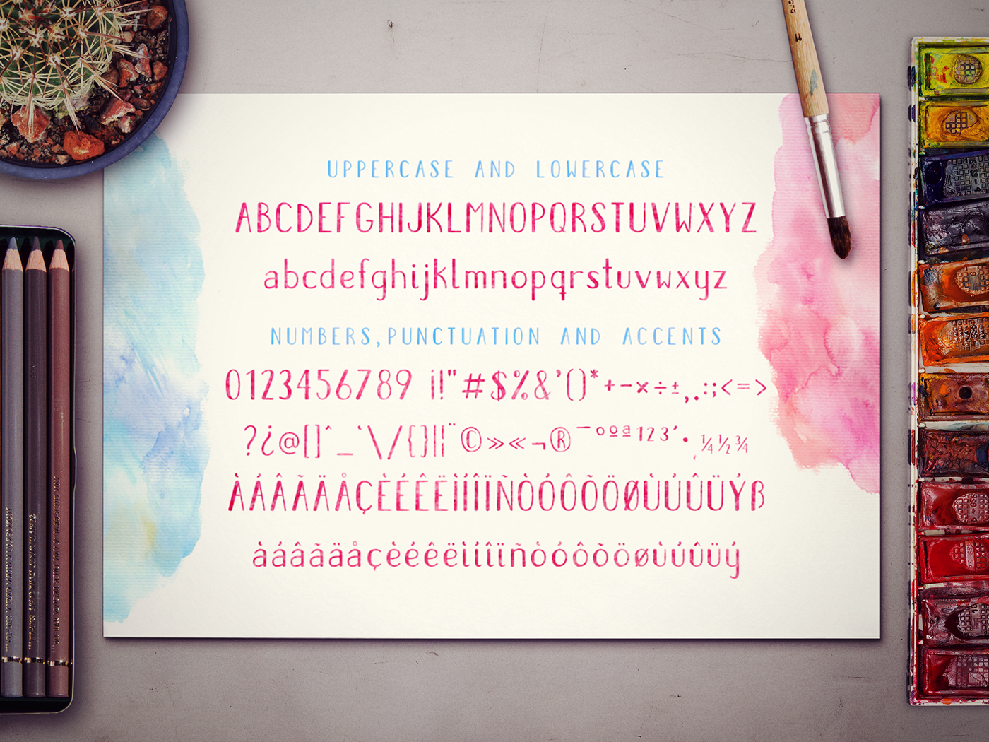 font Typeface lettering watercolor Display cute modern type