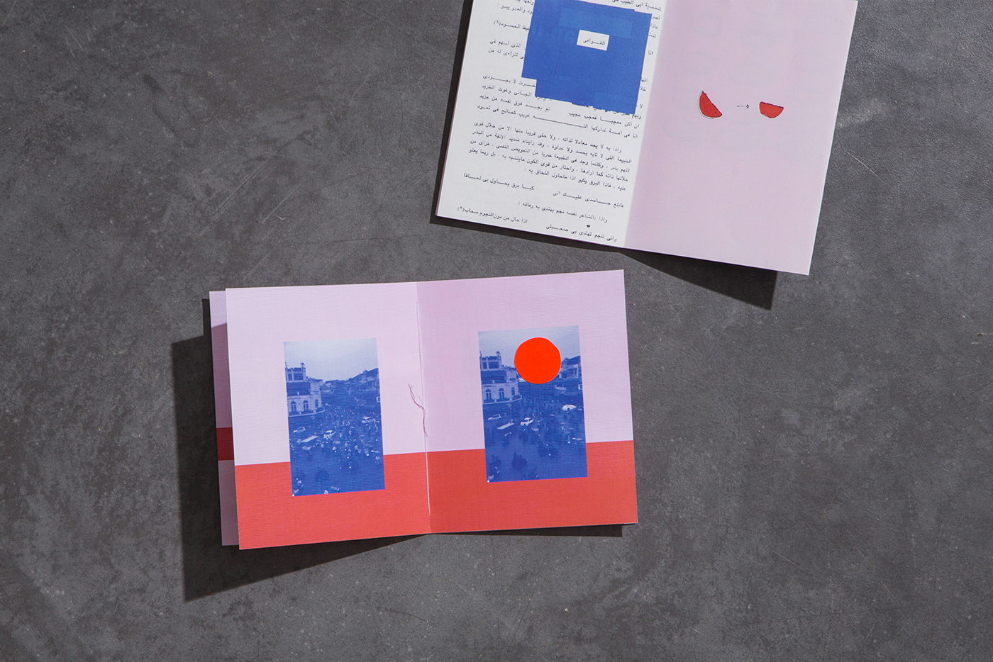 Zine  print book abstraction danish design creative methode Analogue colors blue pink process