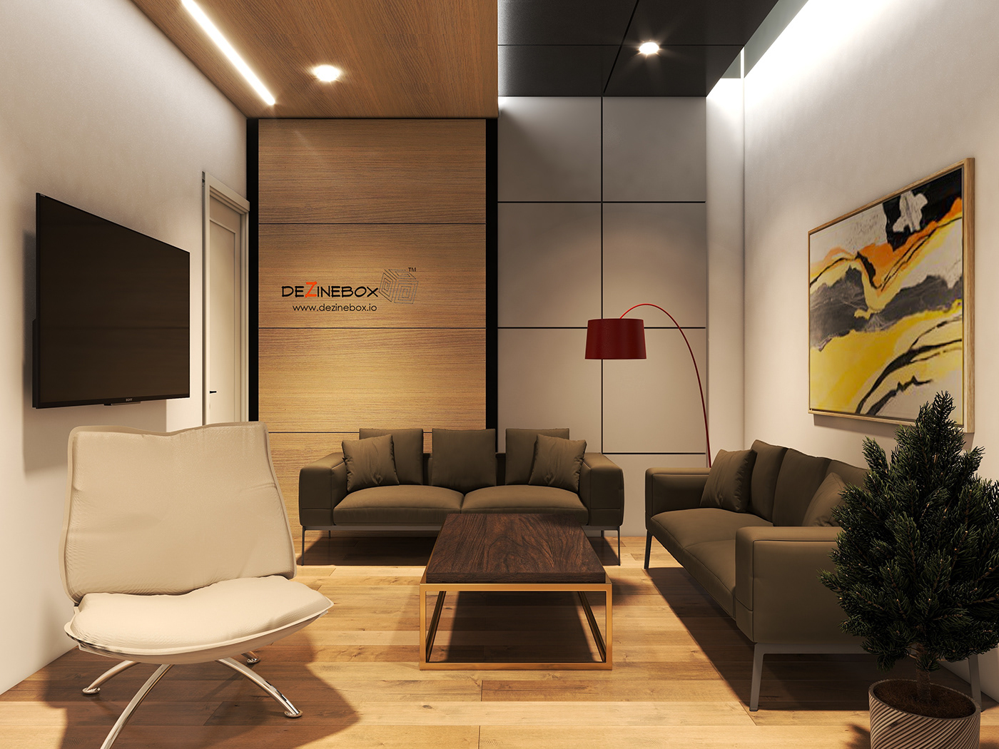 3D commercial space interior design  Office Design Render Showroom design