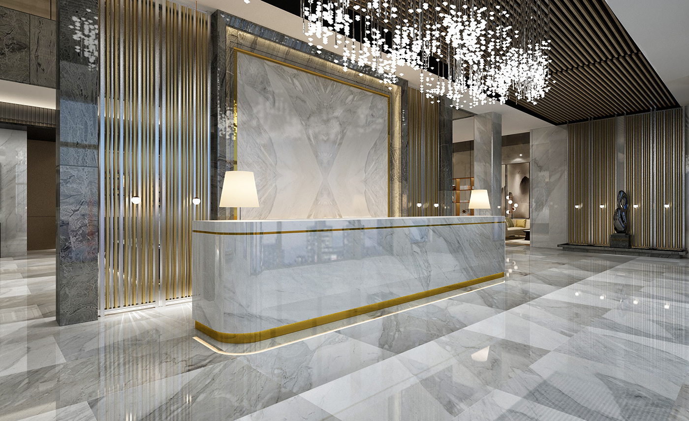reception hotel company Marble stone Mermer Calacatta WhiteMarble