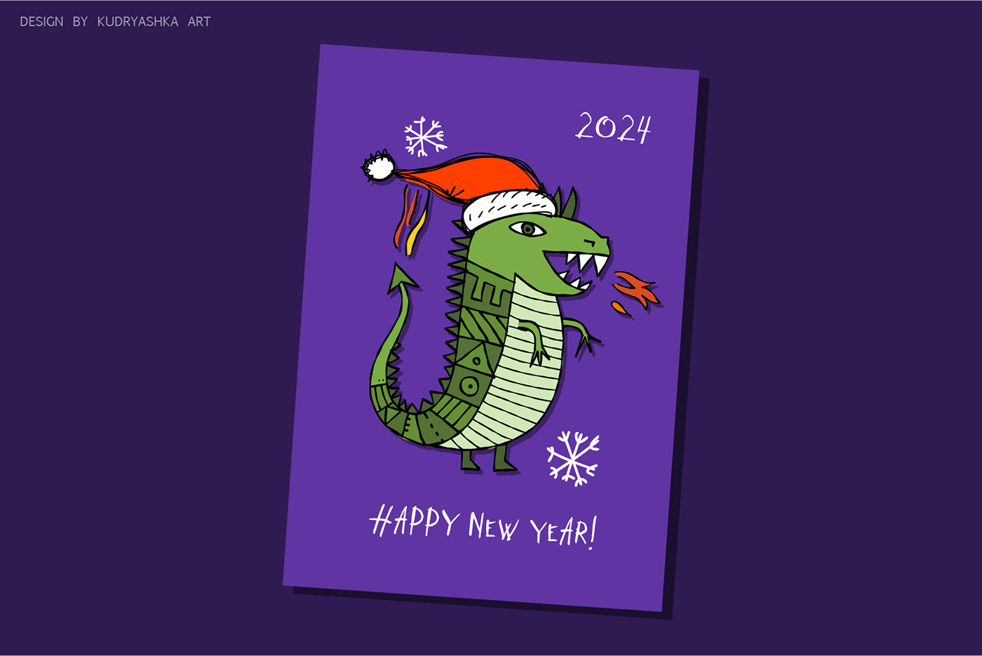 cartoon dragon dragon year vector art ILLUSTRATION  greeting card design christmas card New Year Card 2024 symbol 2024design