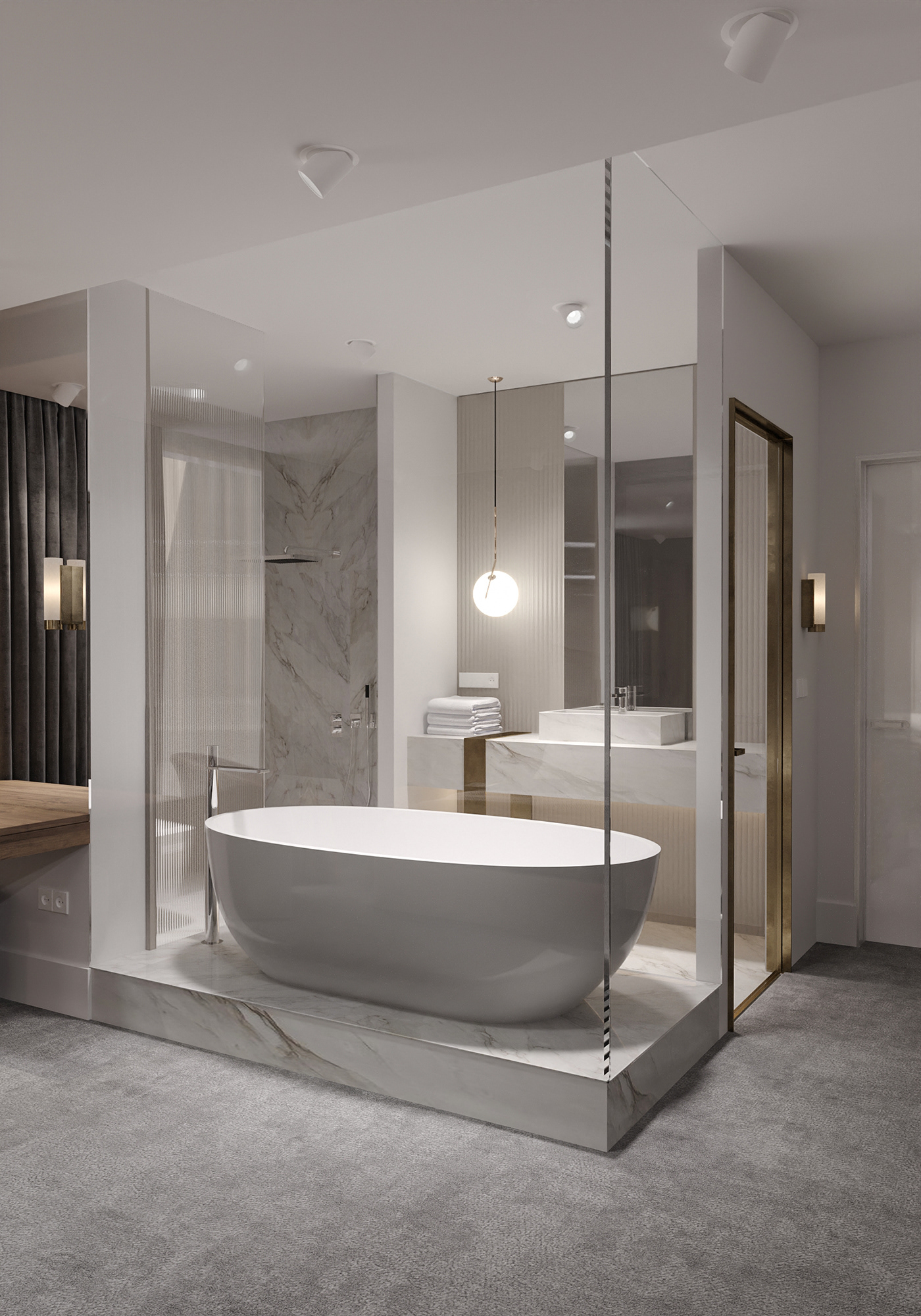 architecture design flat Interior luxury Marble modern premium wood