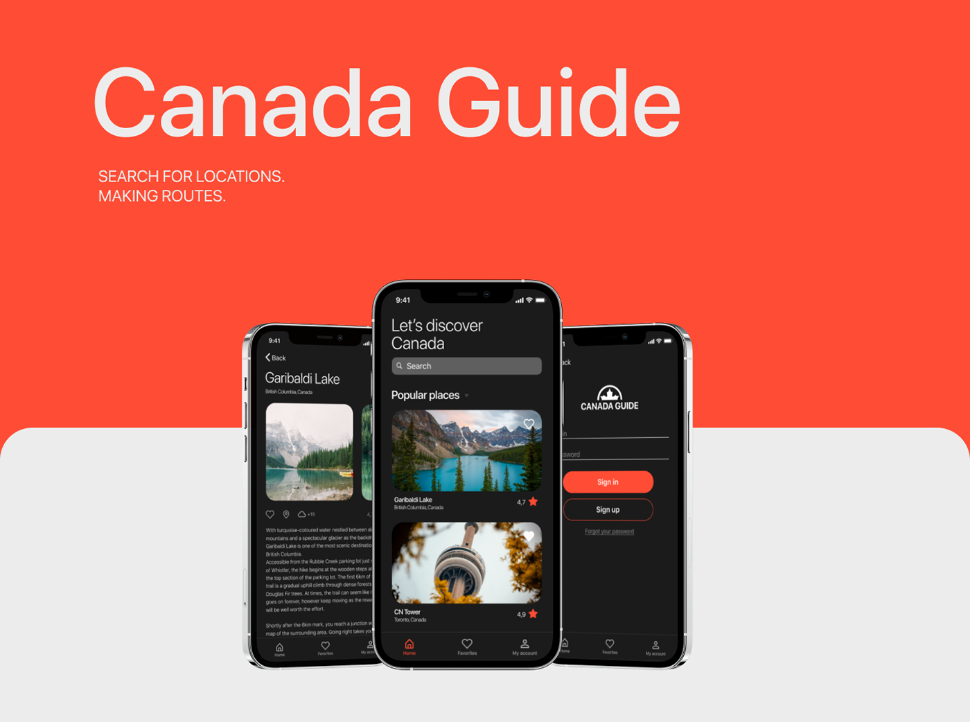 app Canada eravelling Guide mobile trip UI ux