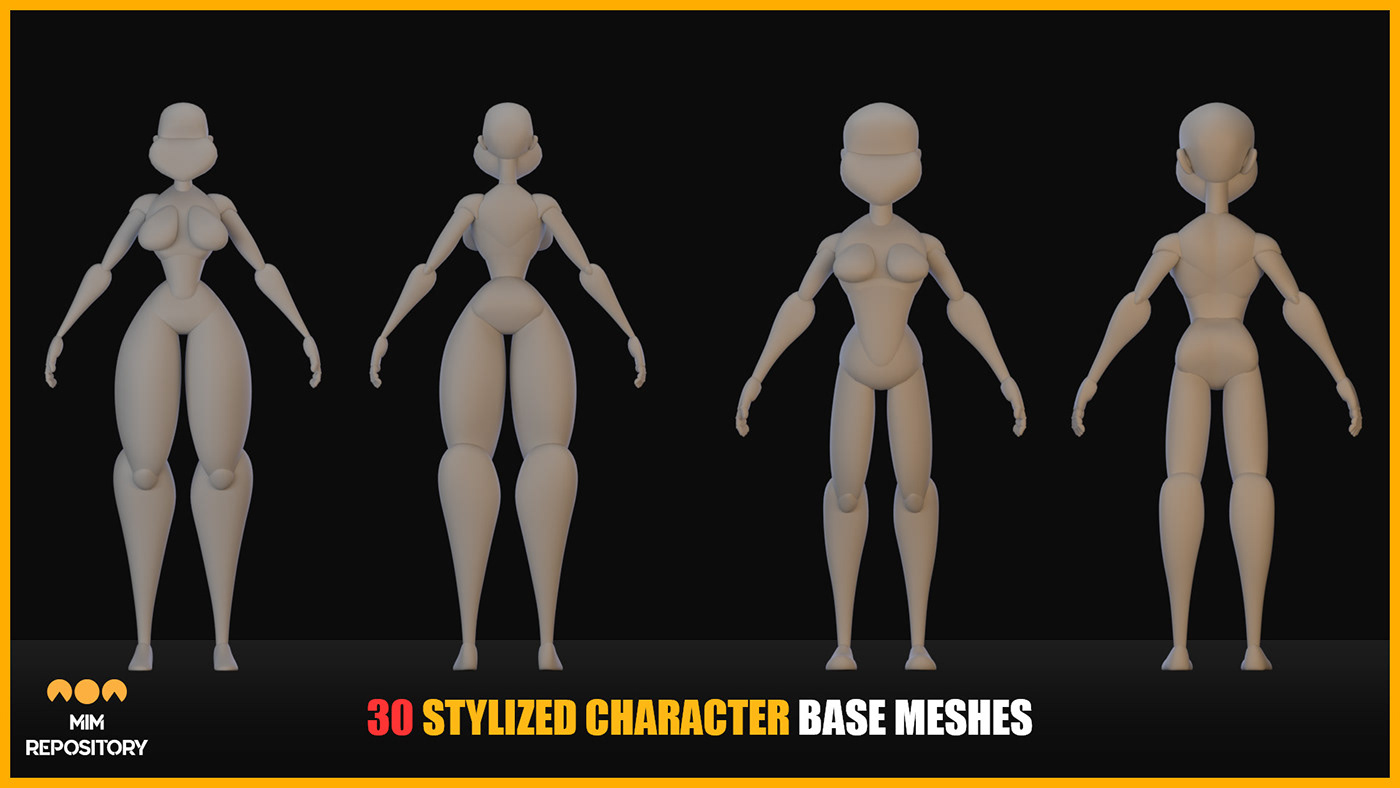 3d modeling anatomy Basemesh Character Character design  fitness game sculpting  stylized Zbrush