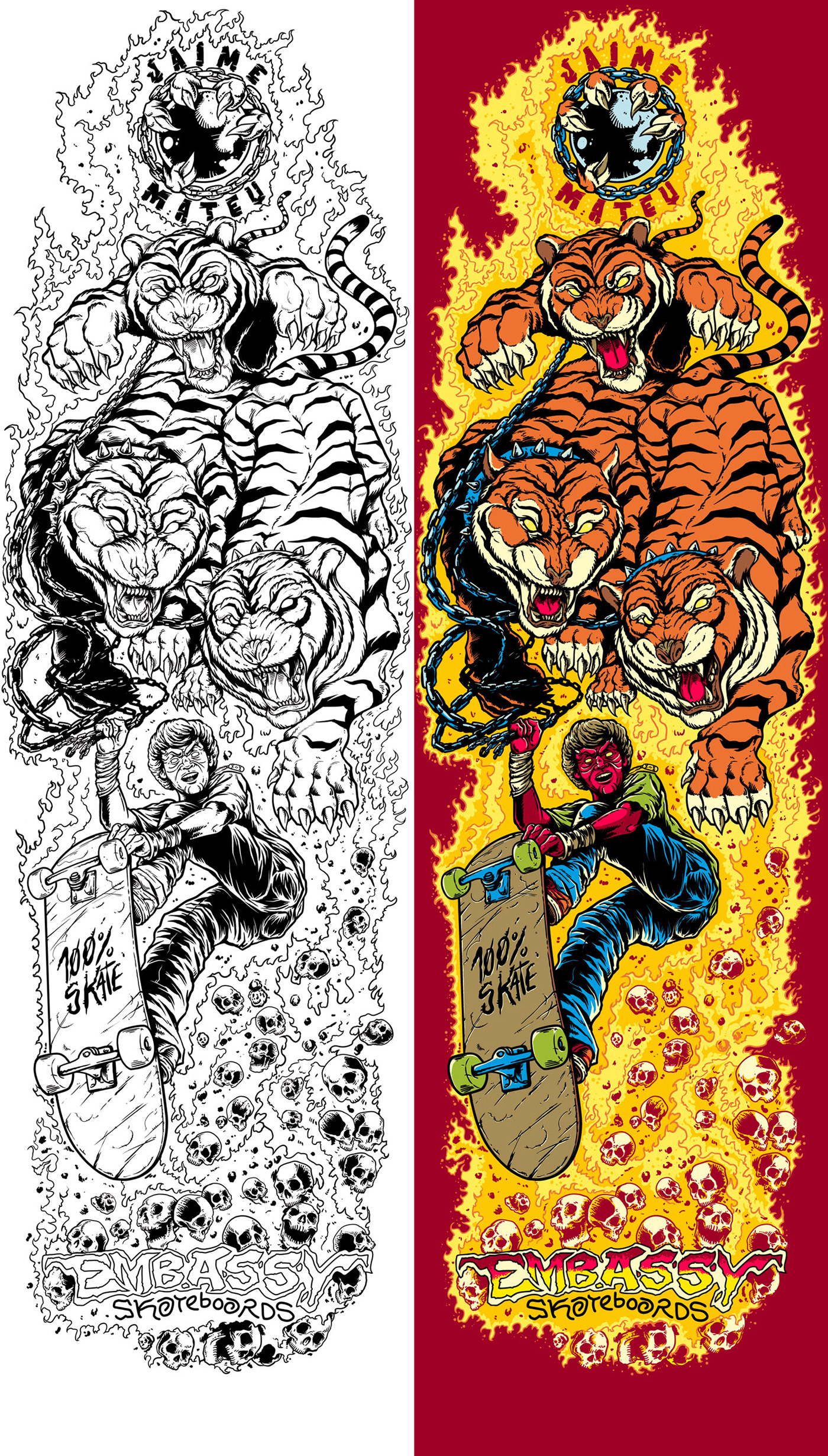 adobe illustrator animal artwork Embassy Skateboards jaime mateu skate skateboard tiger tigres vector