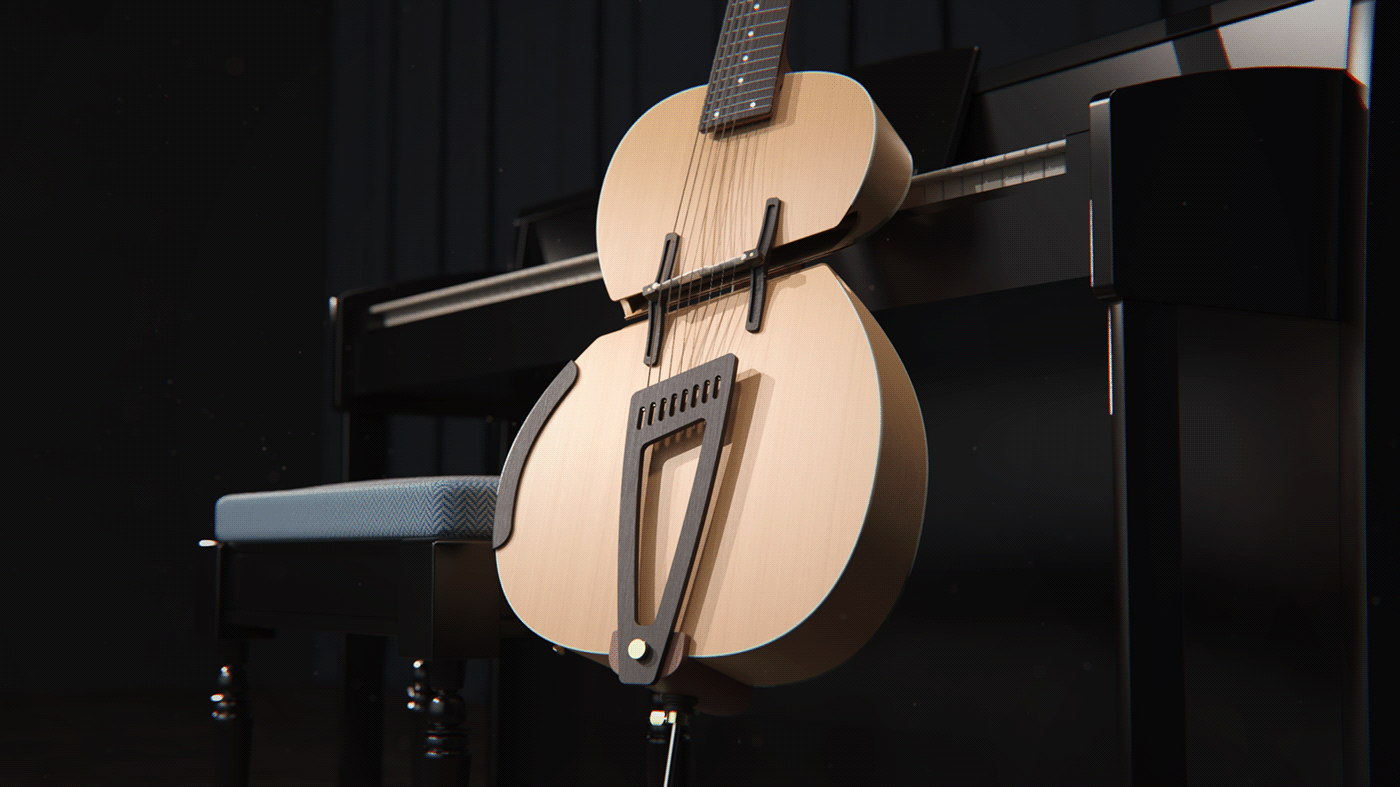 CGI concept guitar industrial design  innovation luthier music product design  visualization wood