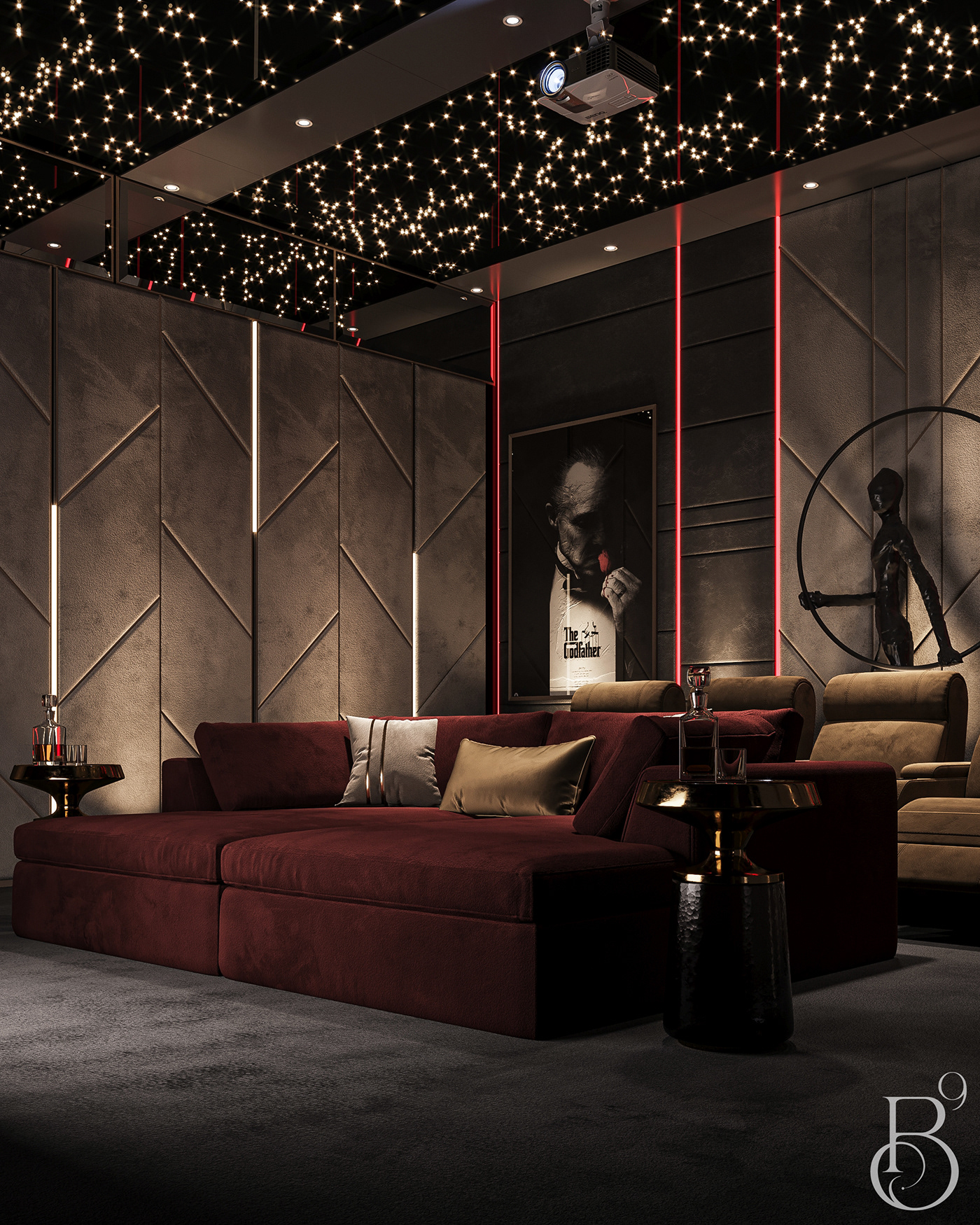 cinemaroom livingroom Interior luxury luxurydesign interiordesign Render interior design  3ds max corona