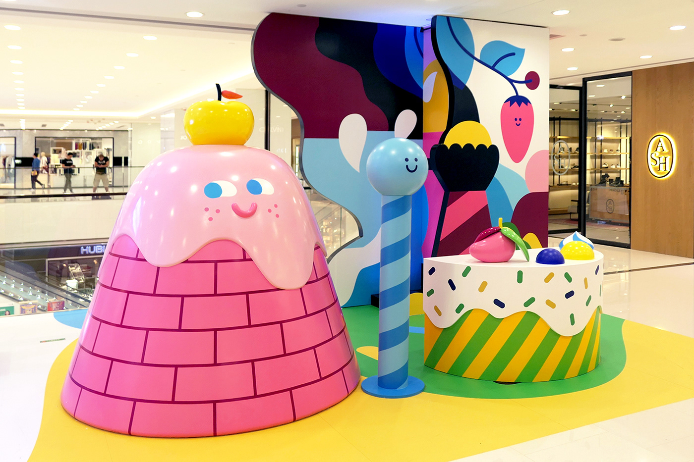 bold colors Chinese shopping mall contemporary illustration iinstallation design Illustrative identity lcx hong kong
