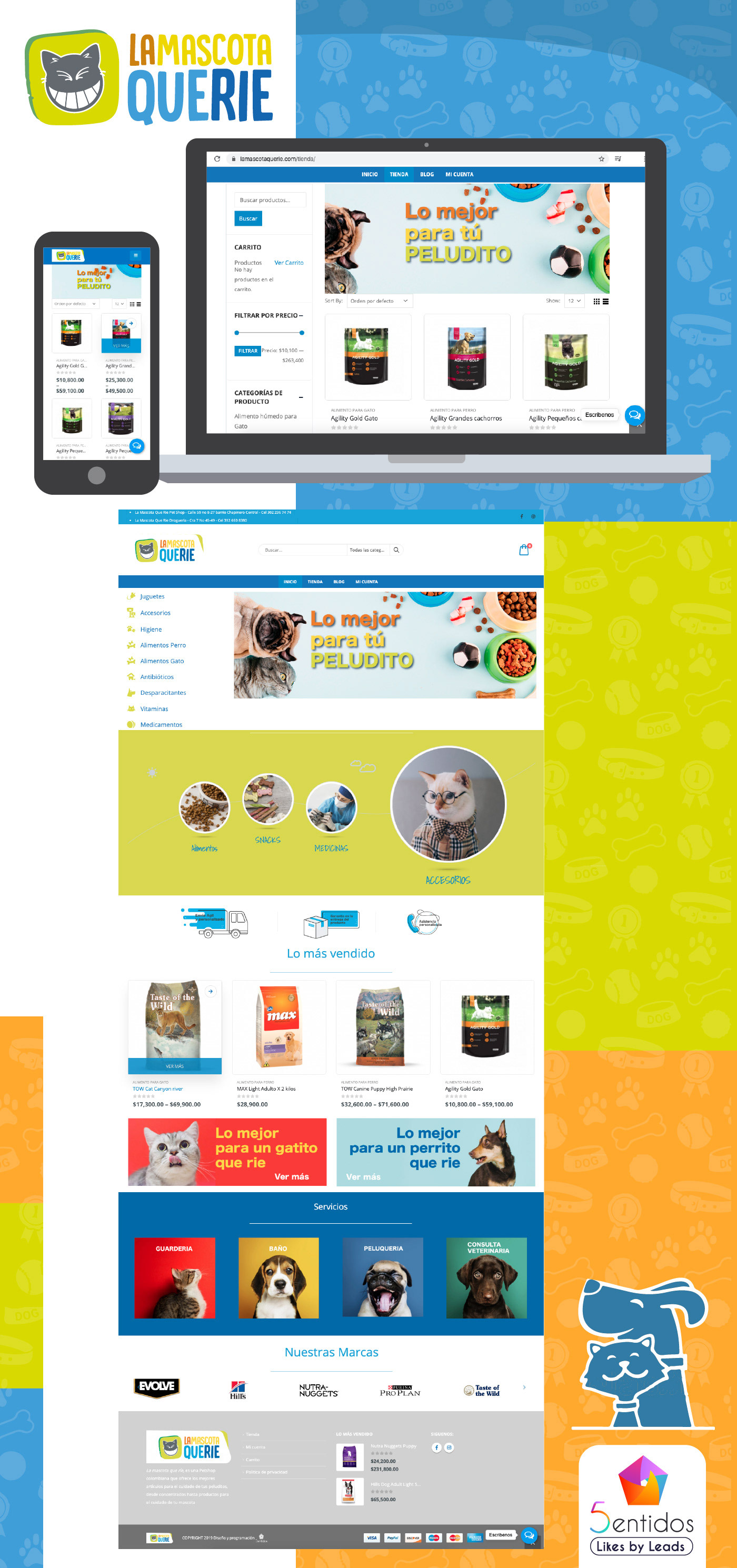 pagina web 5entidos Mascota animales petshop diseño publicidad marketing   SEO inbound