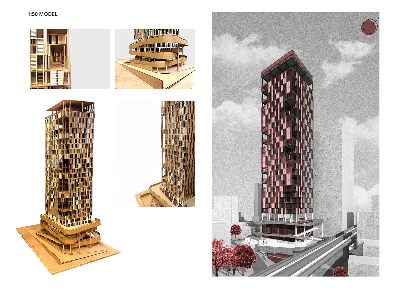 architecture details drawing Highrise building  modern Render visualization vray