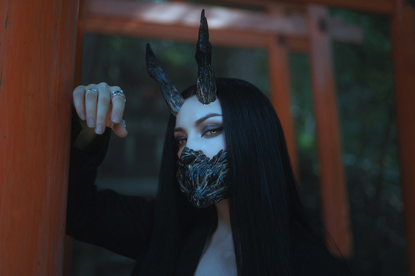 portrait Cosplay japan kyoto mask horns Mystic dark