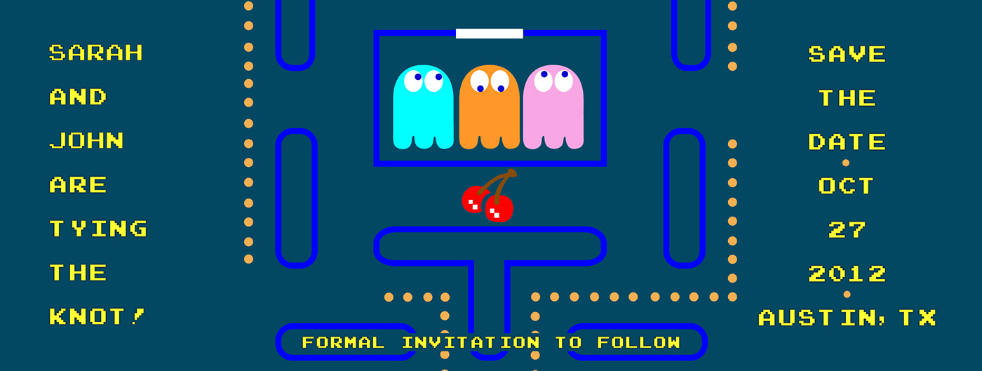 save the date wedding video game Pac-Man