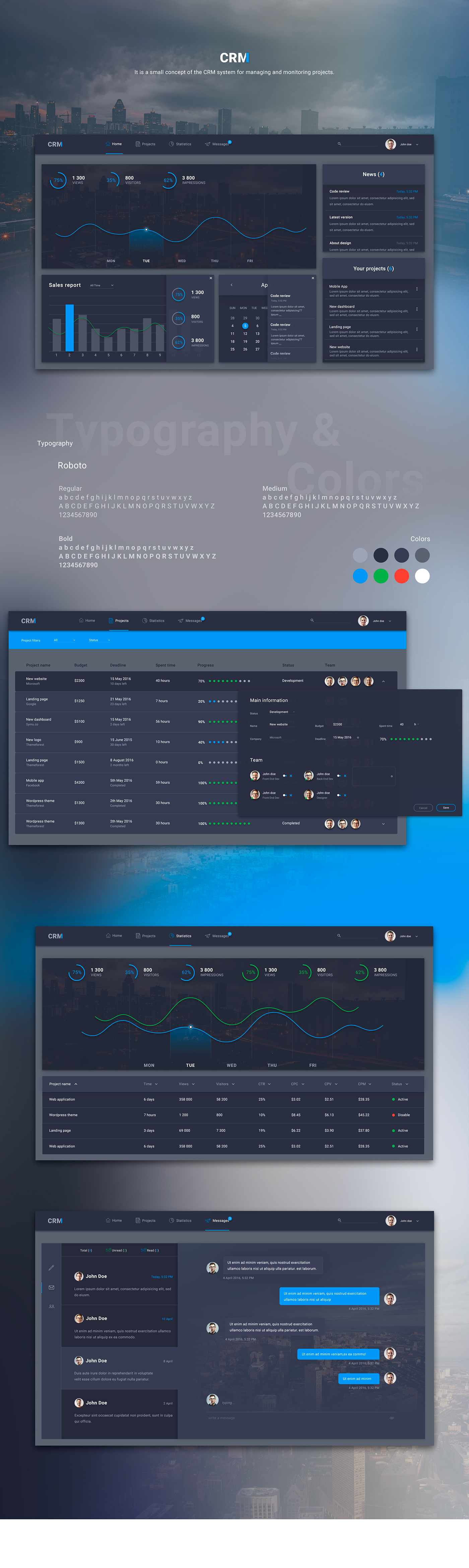 UI ux user interface design Web CRM dashboard Spa material concept