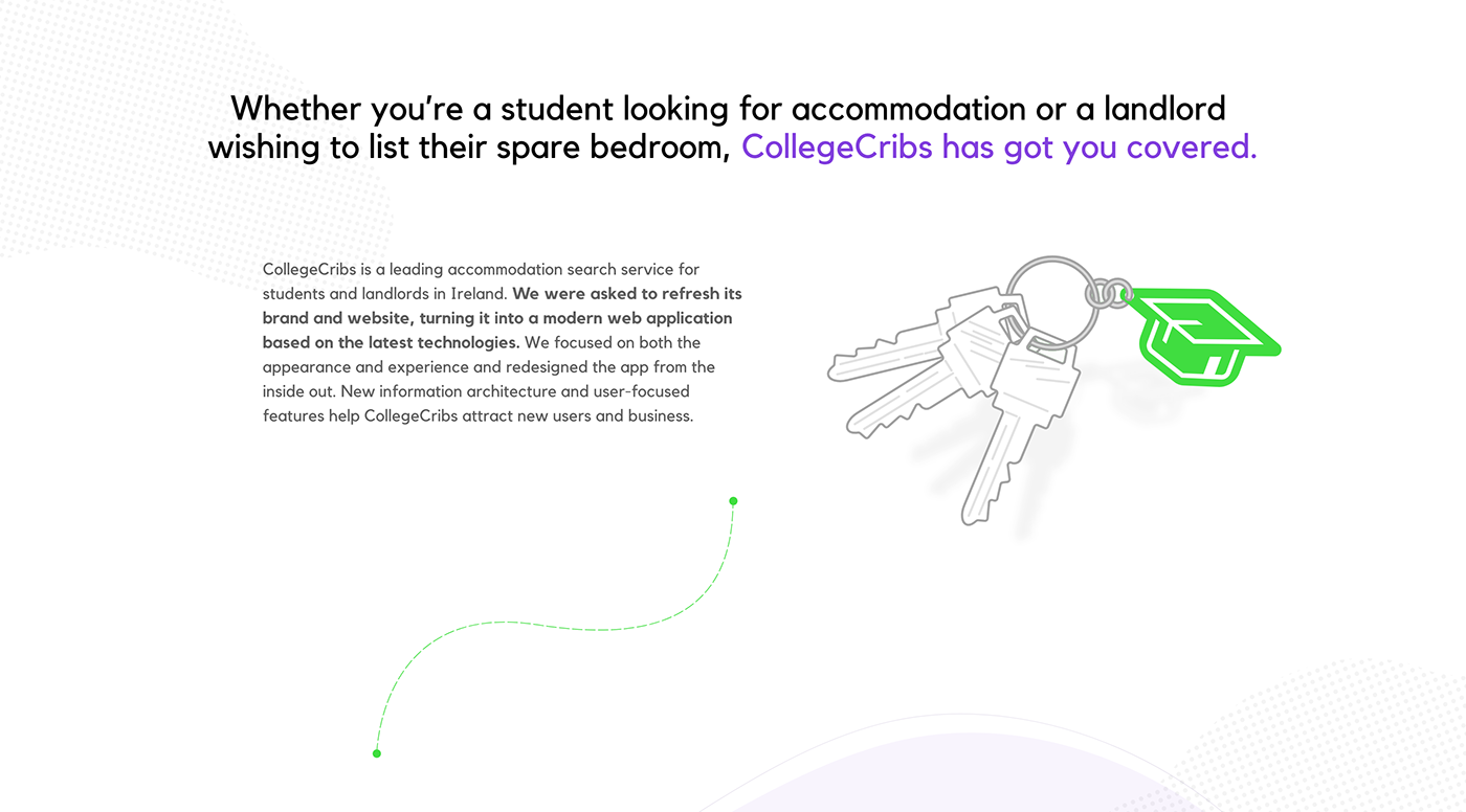web app student Accommodation search property vibrant vue green purple