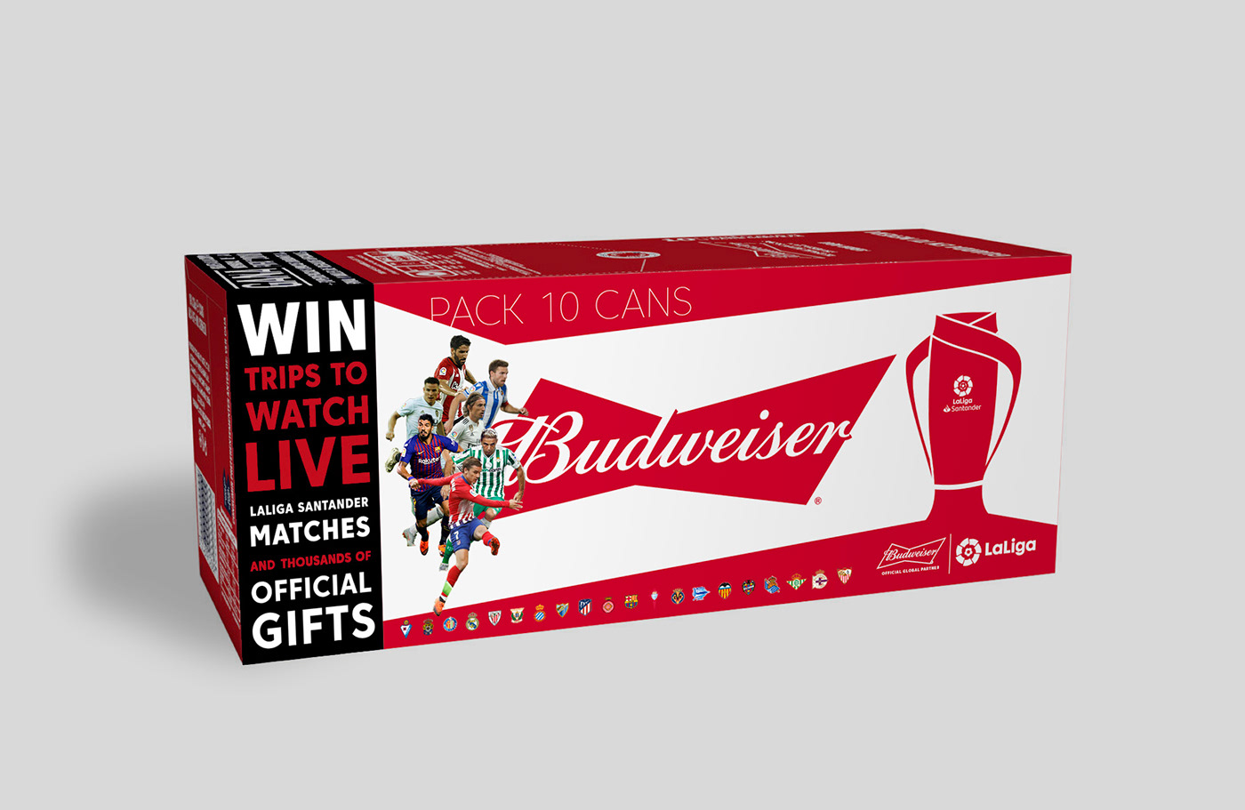 Packaging beer cerveza Budweiser laliga bottle Pack caja merchandising botellin