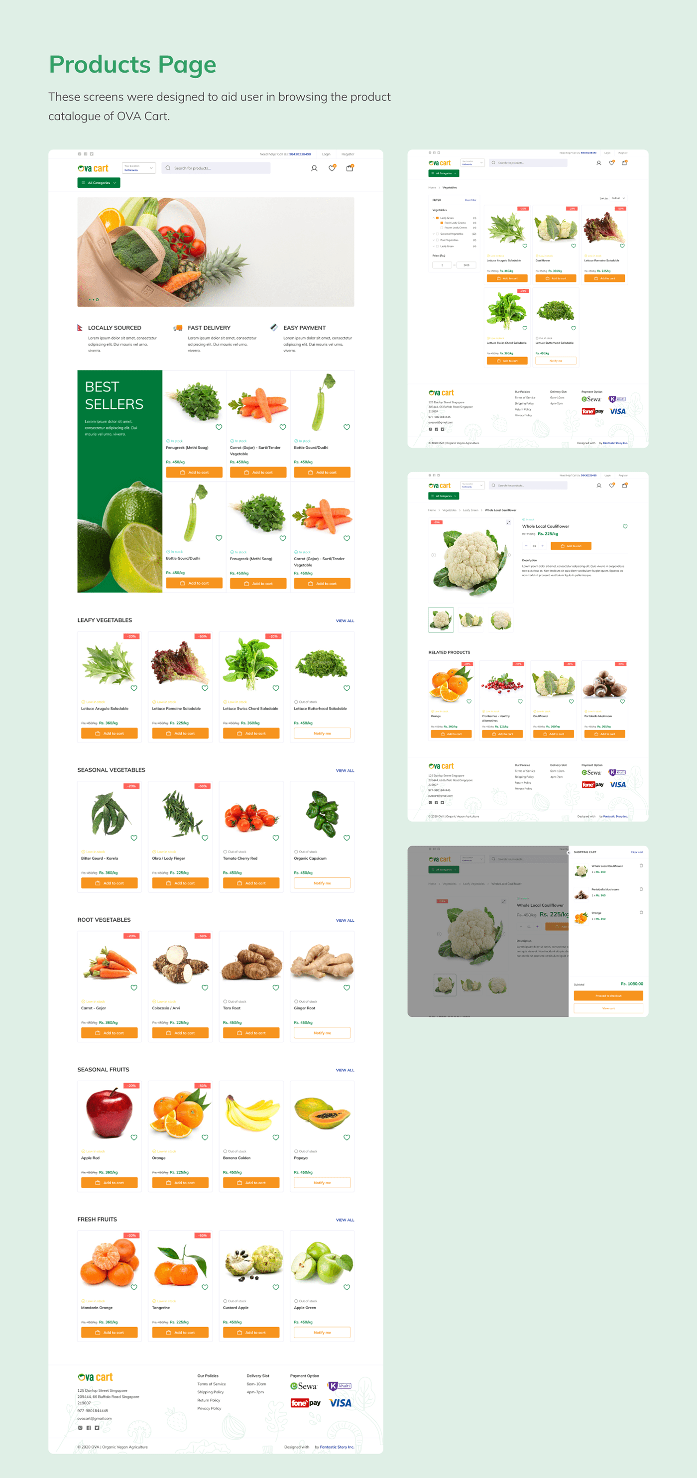 Case Study Ecommerce Grocery homepage Marketplace minimal Shopping UI vegan vegetables