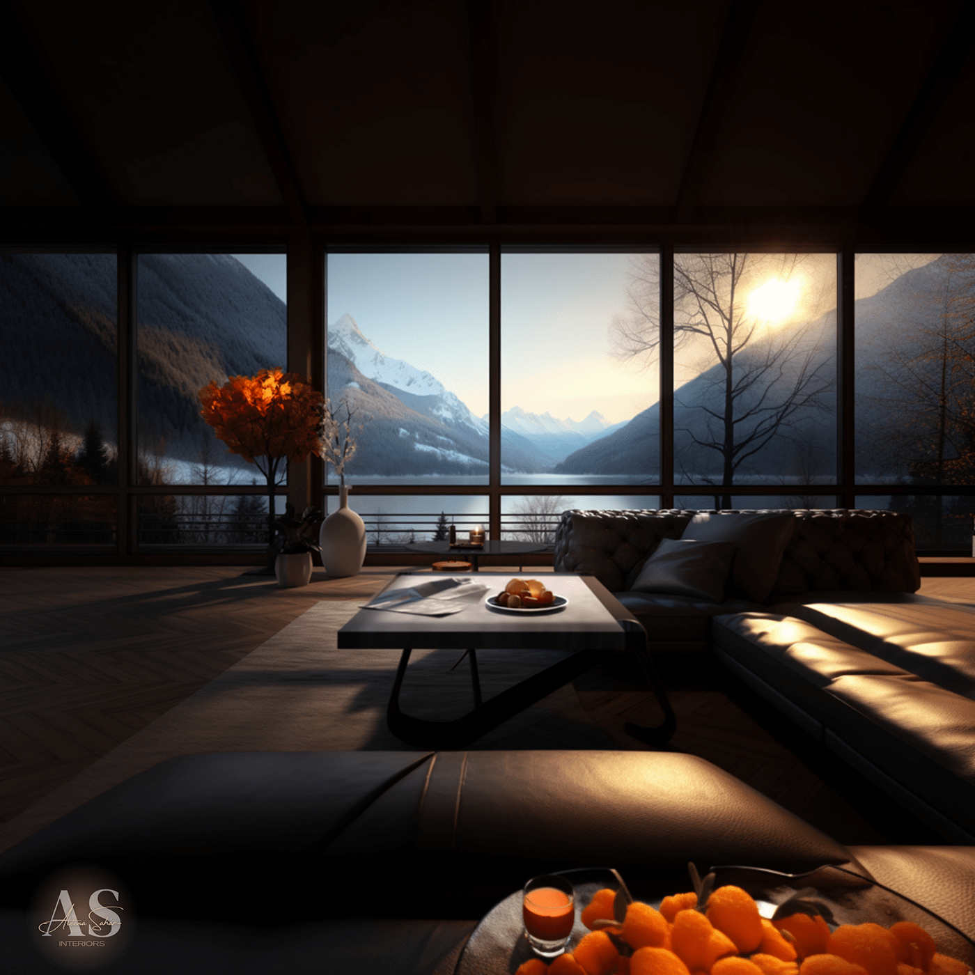 interior design  tranquility visualization architecture aesthetic minimal modern Nature mountains SKY