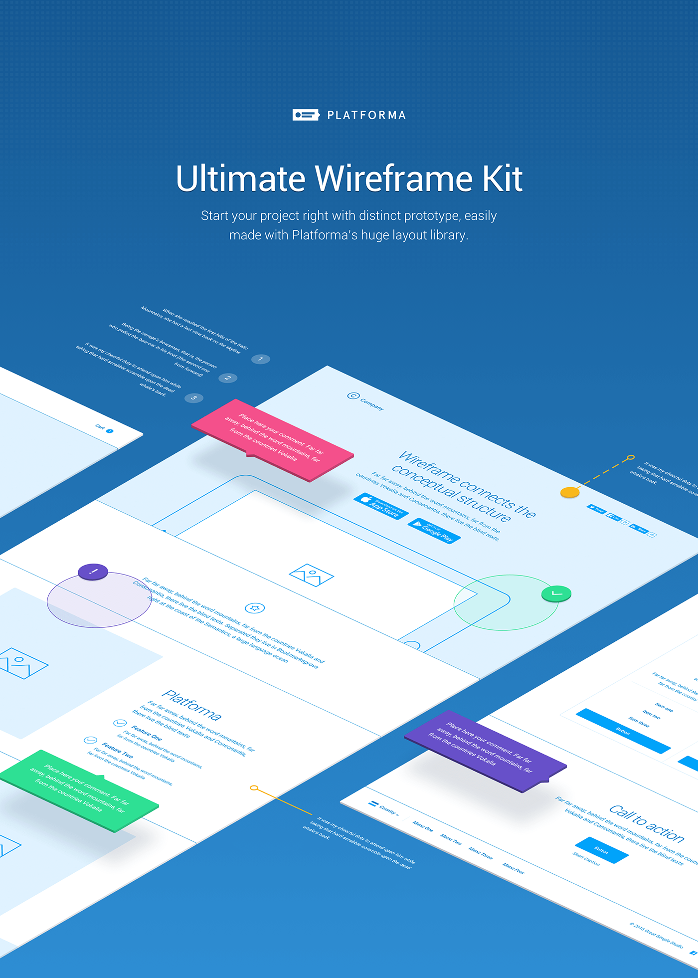 wireframe prototype platforma Blueprint UI ux ui kit
