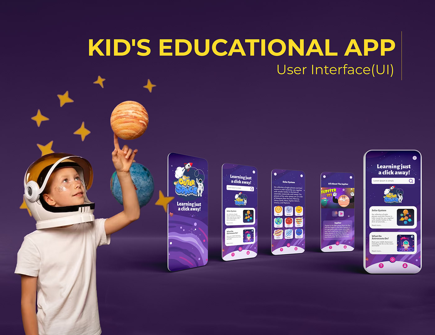 education app ui design user interface app design UI/UX astronaut