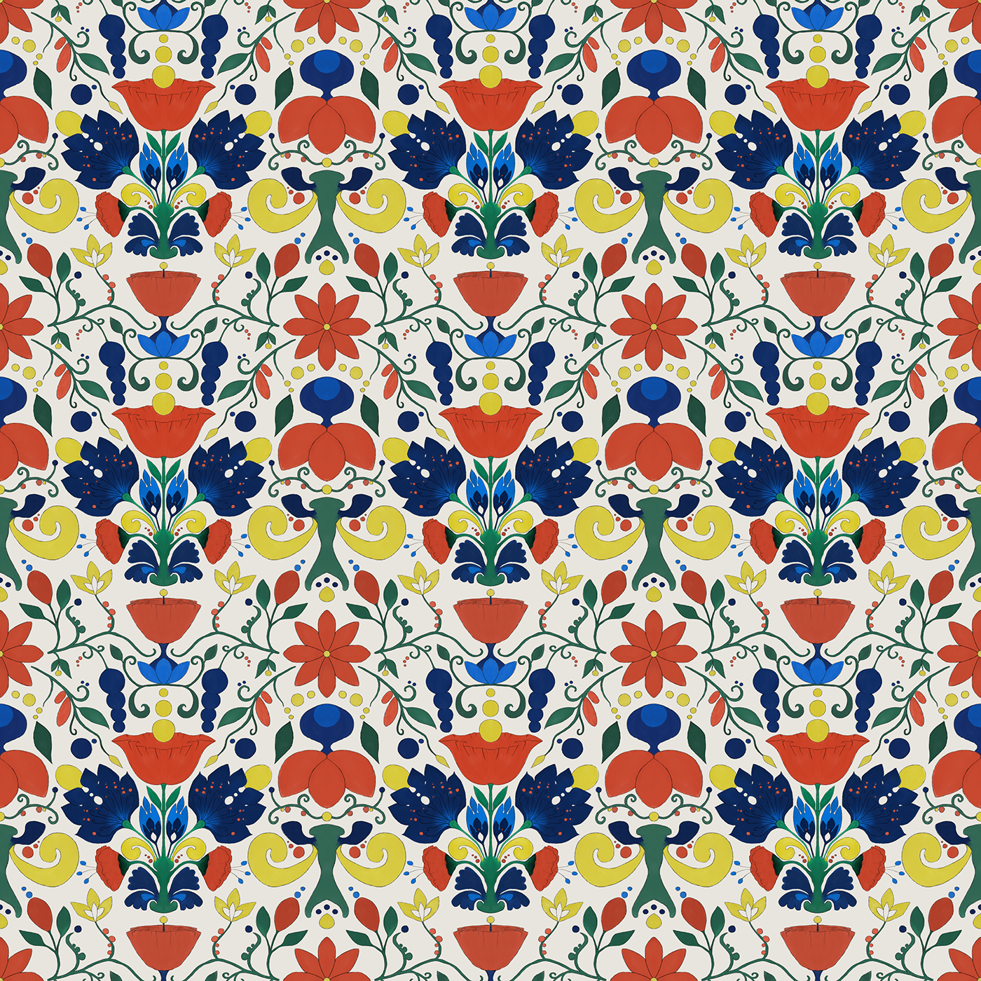 Flowers pattern tile colorful