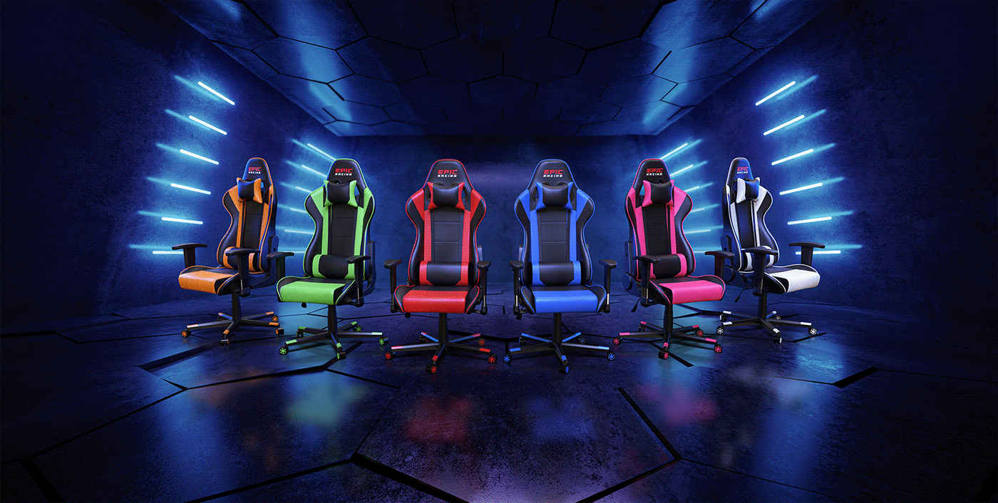 art direction  CGI chair Gamer Gaming kv product visualization Render retouch seat