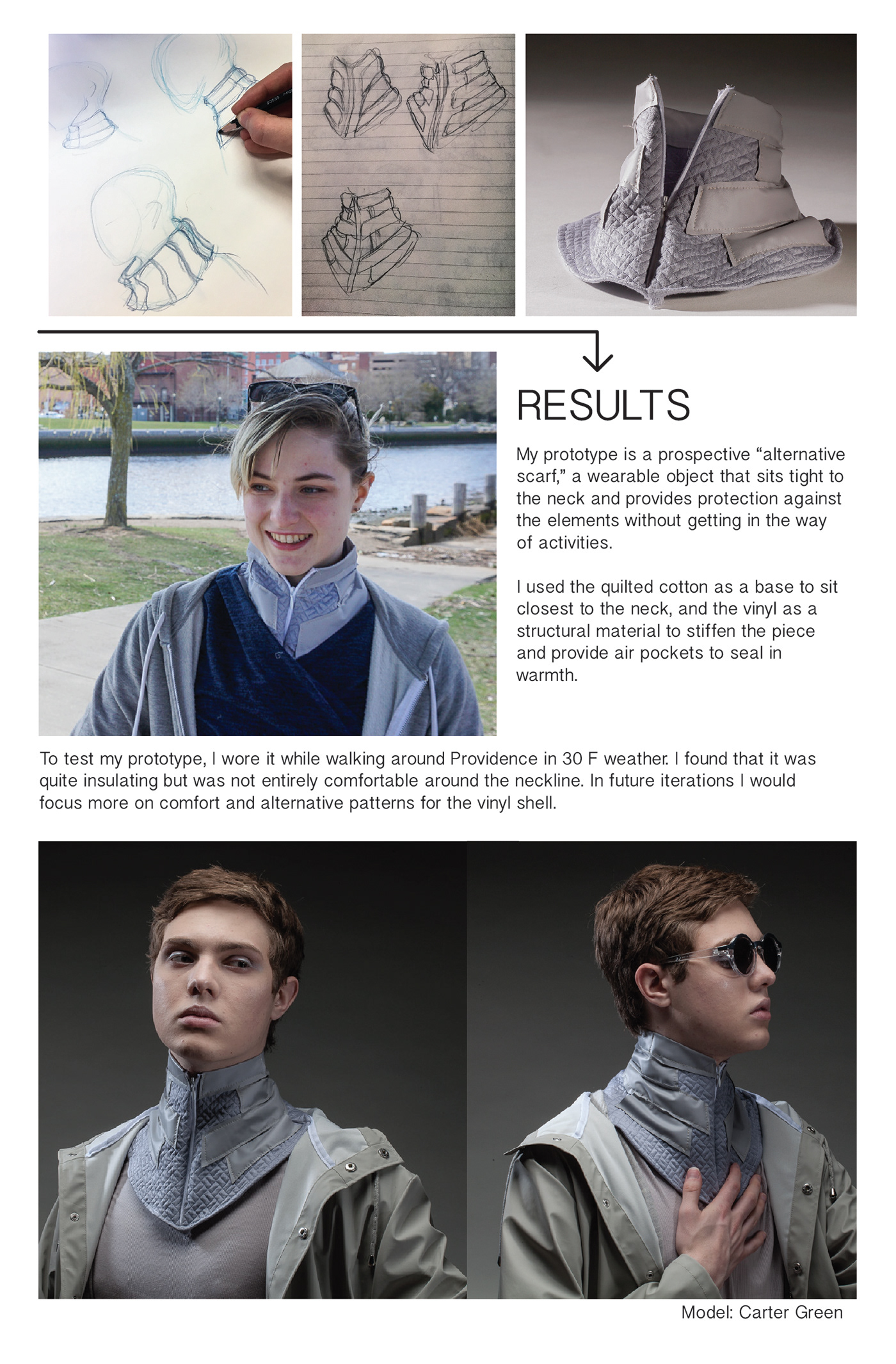 product design  Fashion  future fashion costuming scarf recycle industrial design  sewing prototype Sustainability