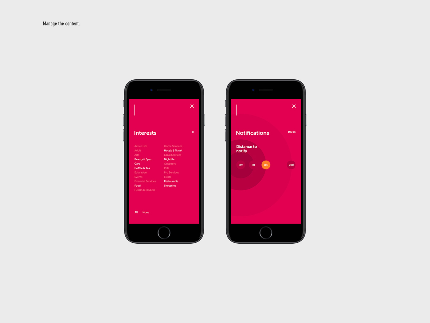 mobile app minimal red round prototype story discount clean