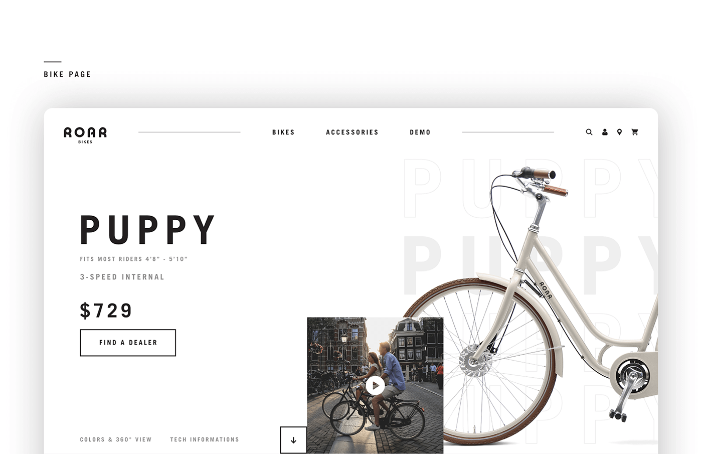 Bike design interaction Interface modern UI ux vintage Web Website