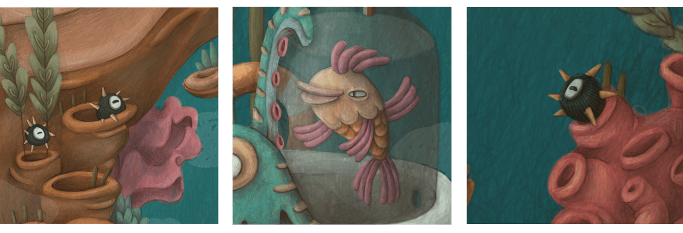 pirate children mushroom octopus fish pez pulpo hongo bathtub undersea