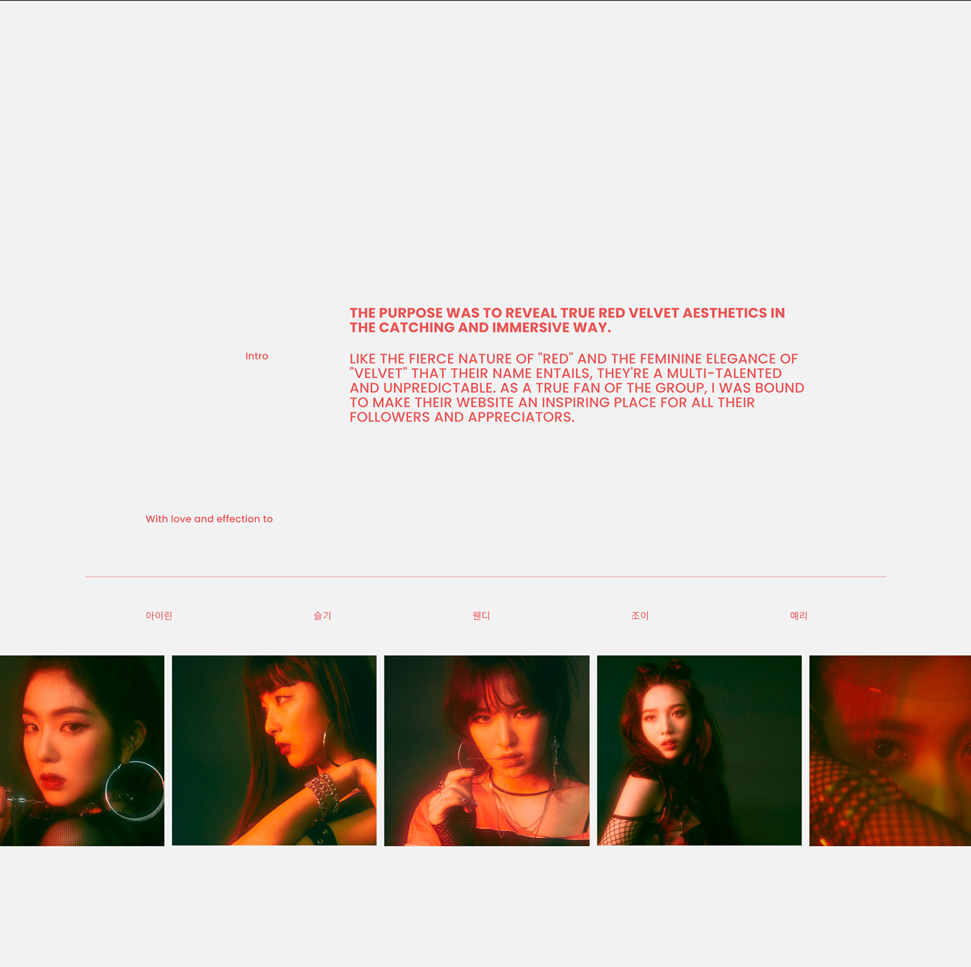 interaction k-pop korean music red velvet redesign UI ux Website grid