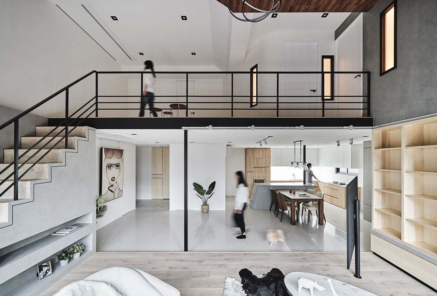 home HOUSE DESIGN interior design  mezzanine Residence minimalist Black&white home style taiwan wood