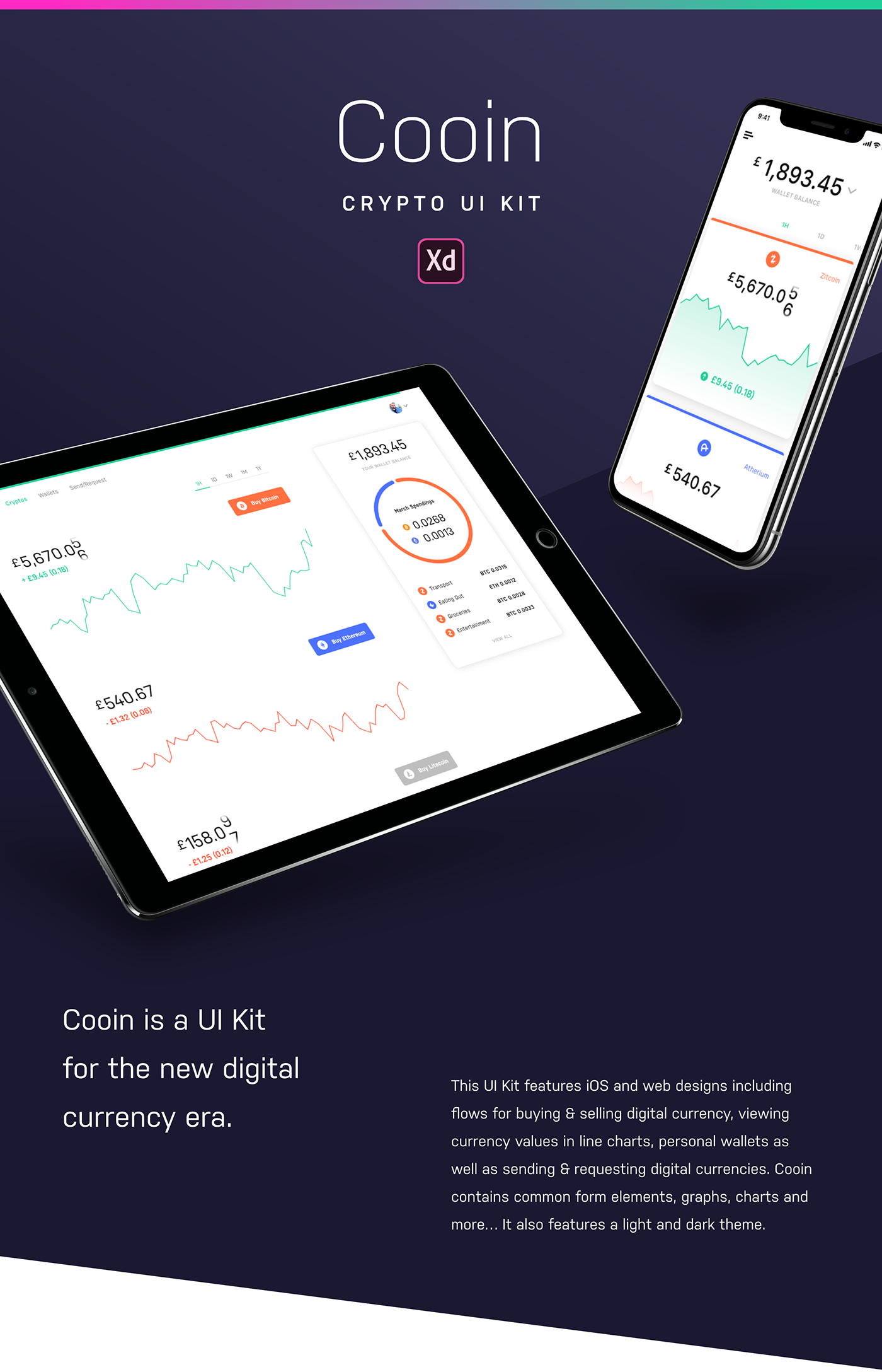 adobe Adobe XD crypto ios ui-kit finance Fintech dashboard iPad