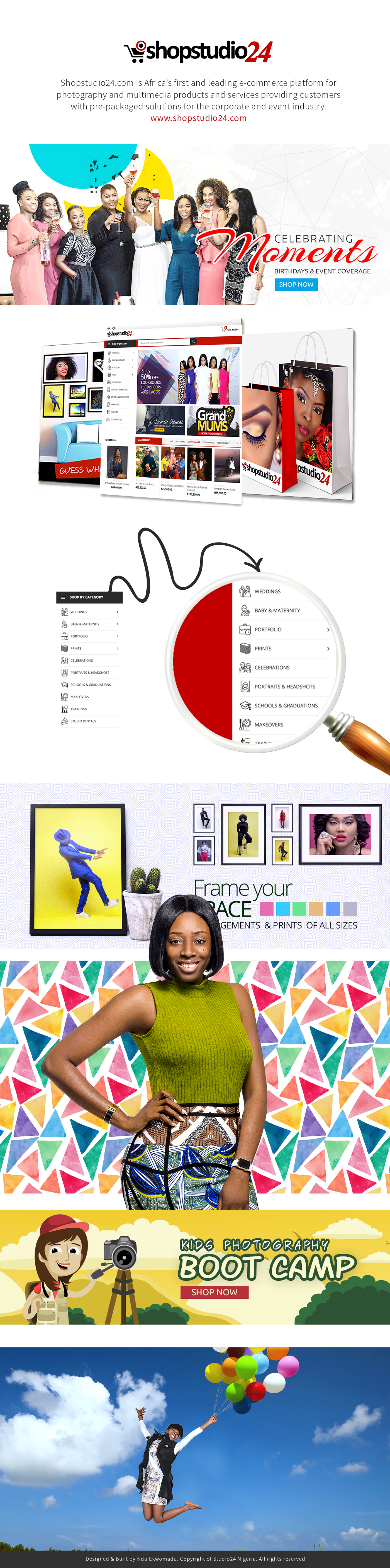 SHOPSTUDIO24.COM e-commerce online Photography  africa Multimedia  CELEBRATING MOMENT banners art UI/UX