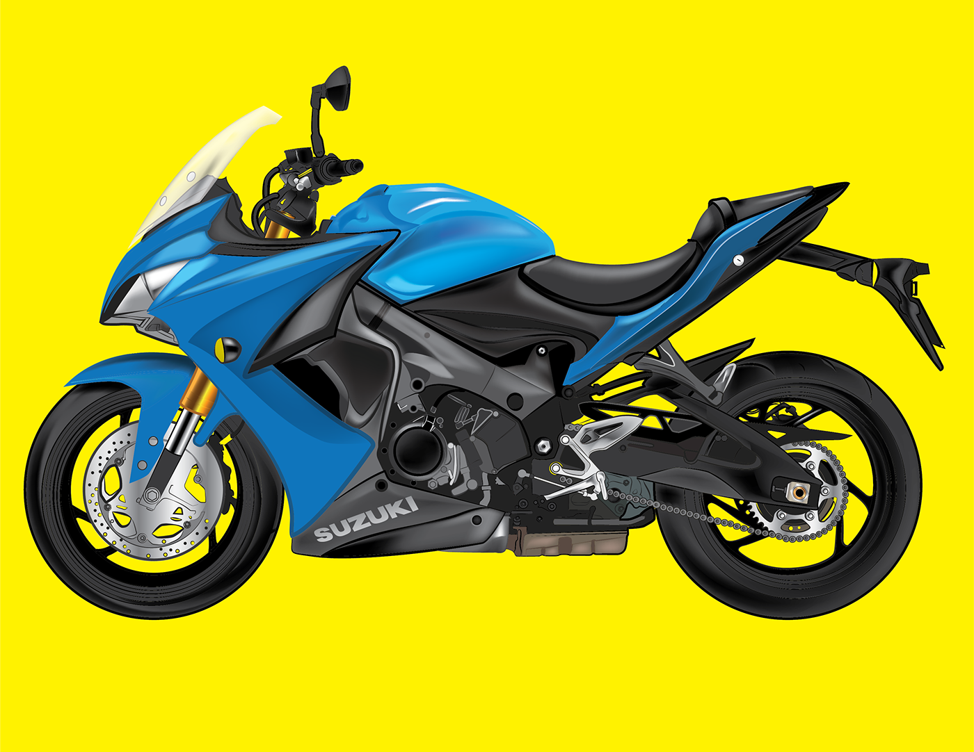 motorcycle vector Racing Vehicle Suzuki brand HiDef detailed fast Bike