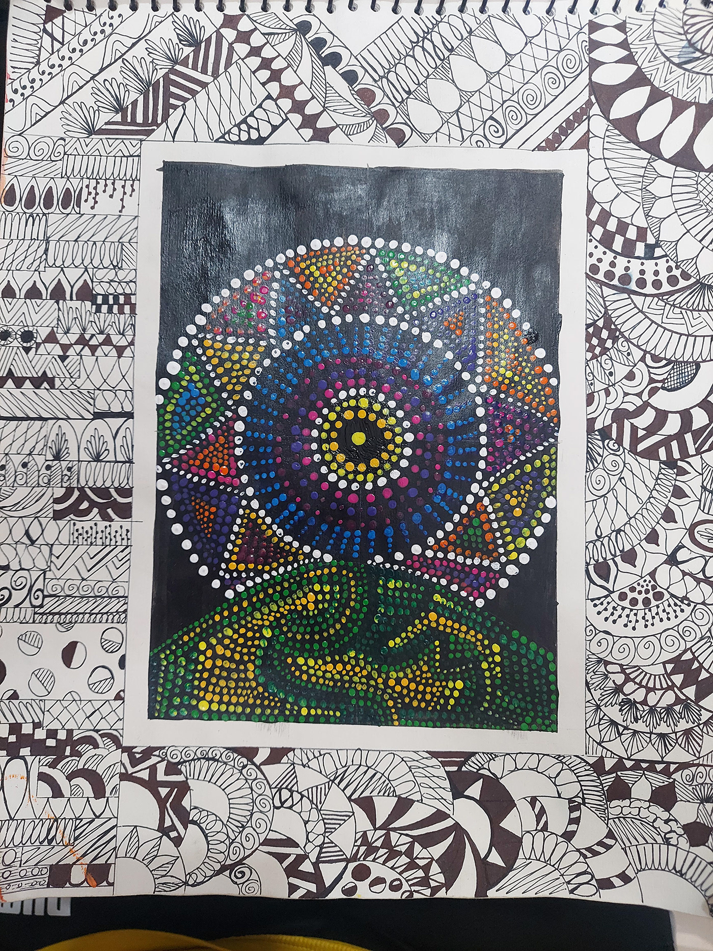 abstract acrylic art drip acrylic Mandala mixed media pattern