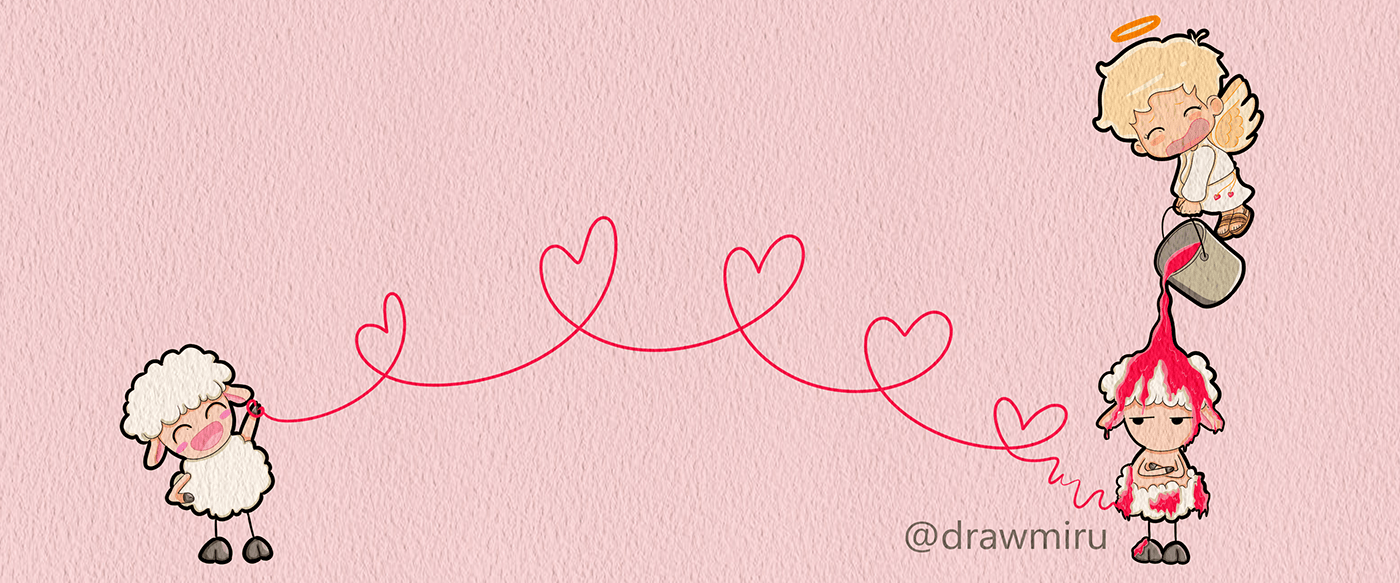 Valentine's Day valentine Love Digital Art  ILLUSTRATION  ConcepArt characterdesign children illustration postcard card