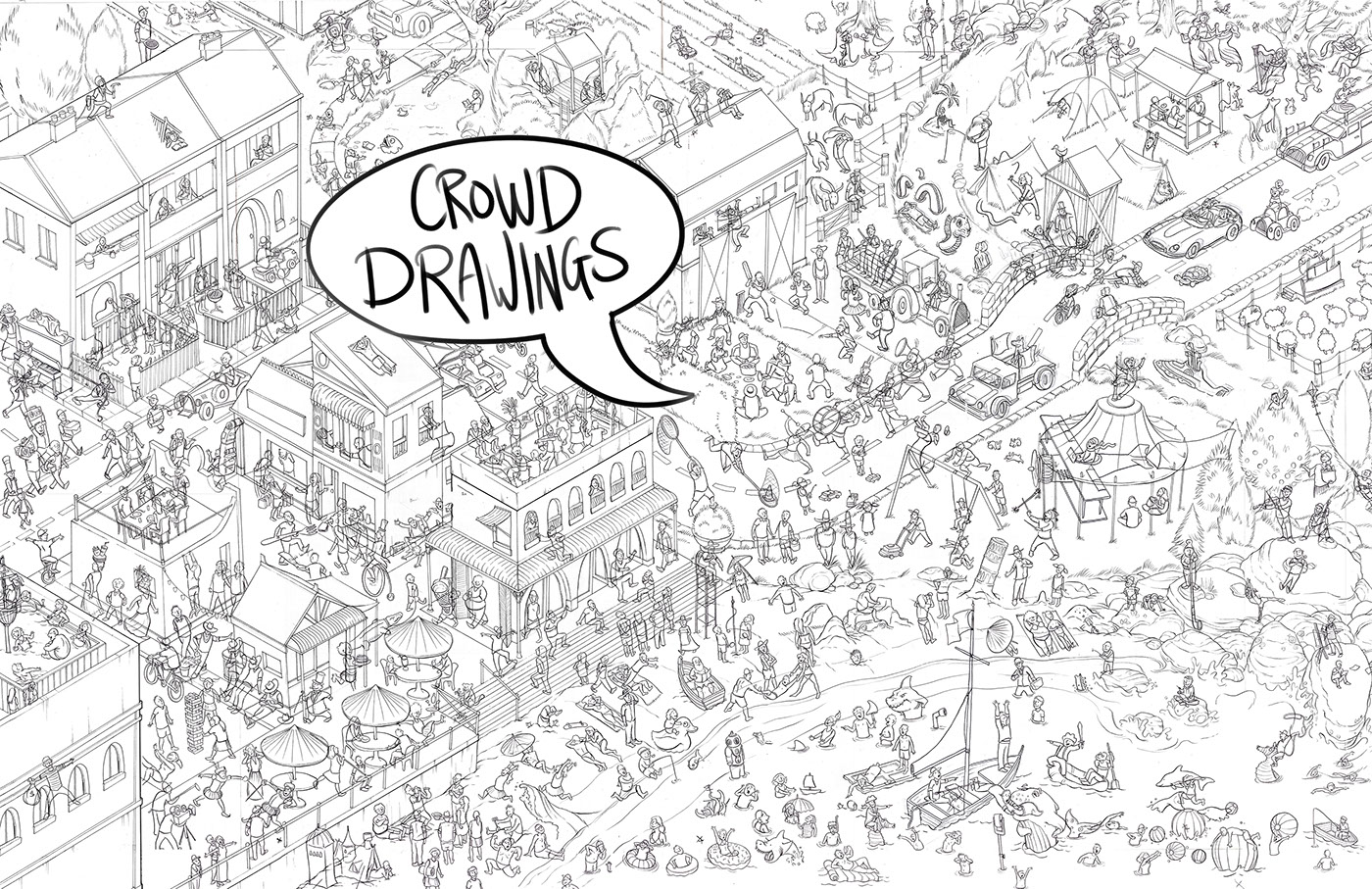 where's wally crowd map Drawing  map drawing Where's Wally Drawing ILLUSTRATION 