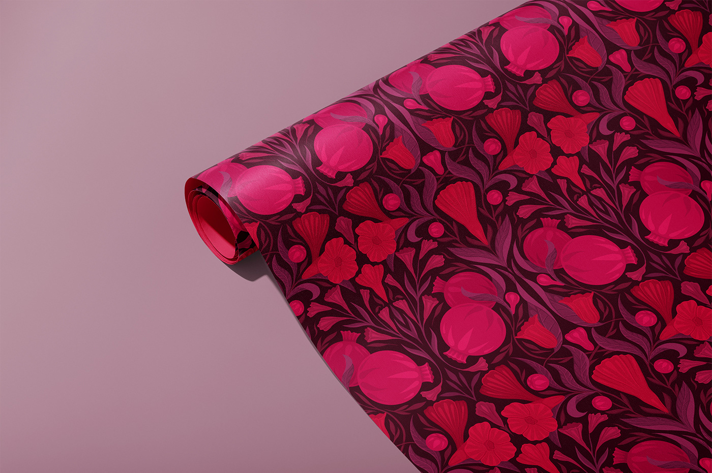fabric Fashion  floral Fruit Packaging pattern design  pomegranate textile vintage wallpaper