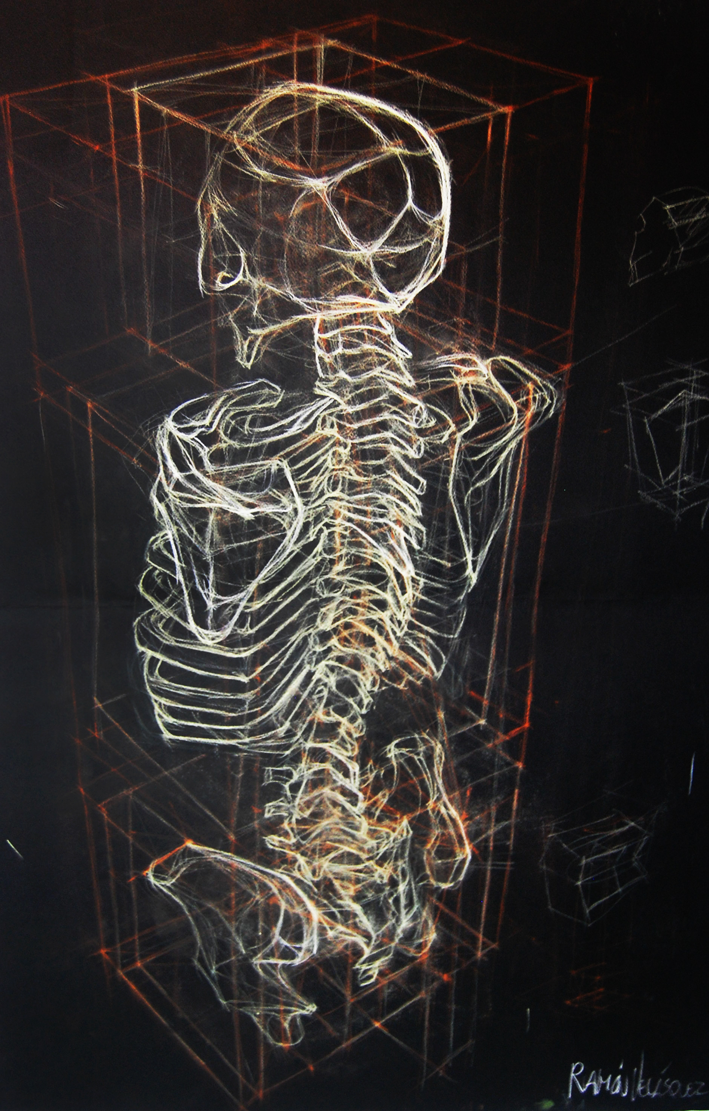 Skeleton, black background on Behance