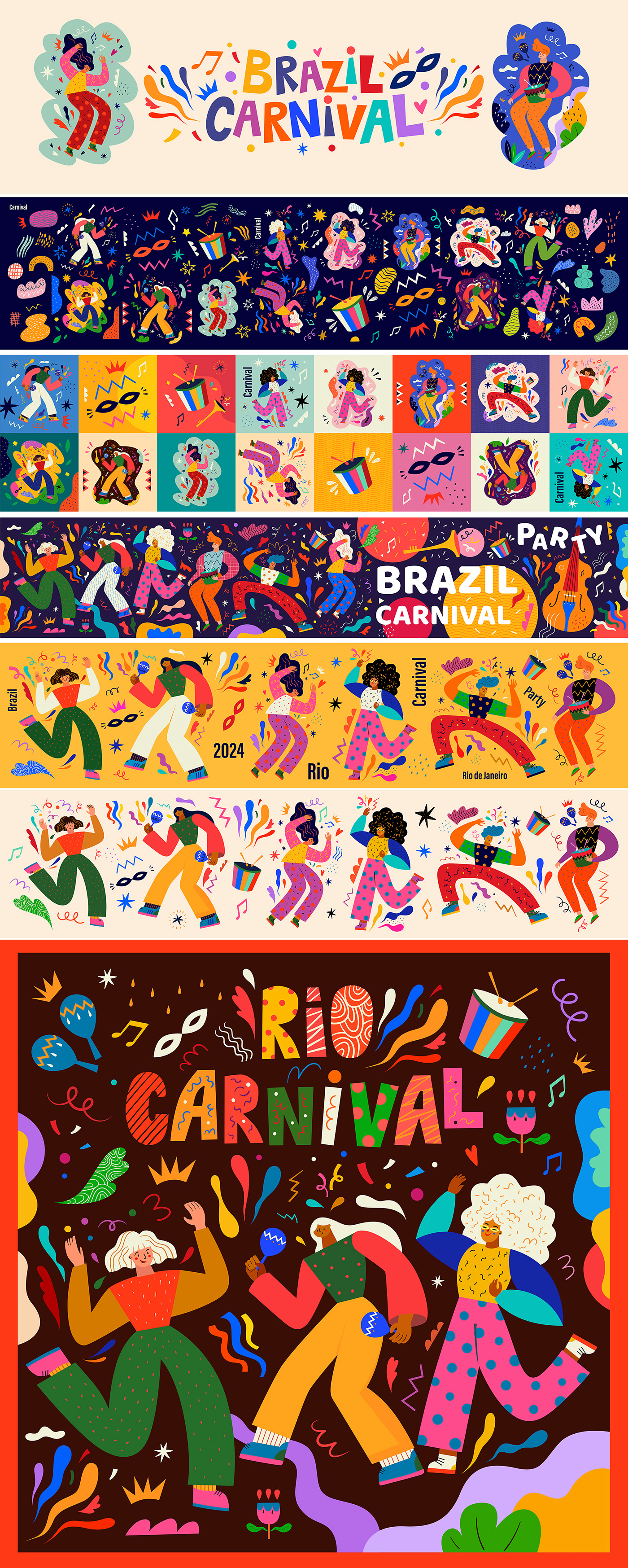 brazil carnival Carnival ILLUSTRATION  Character people illustration Brand Design brand identity design Character design  packaging design