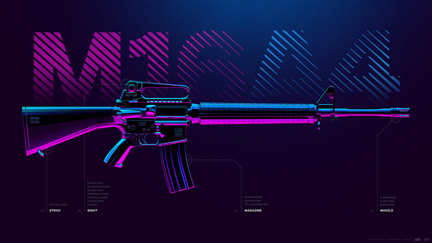 3D arms colorful dark Gaming guns pubg neon wallpaper Weapon