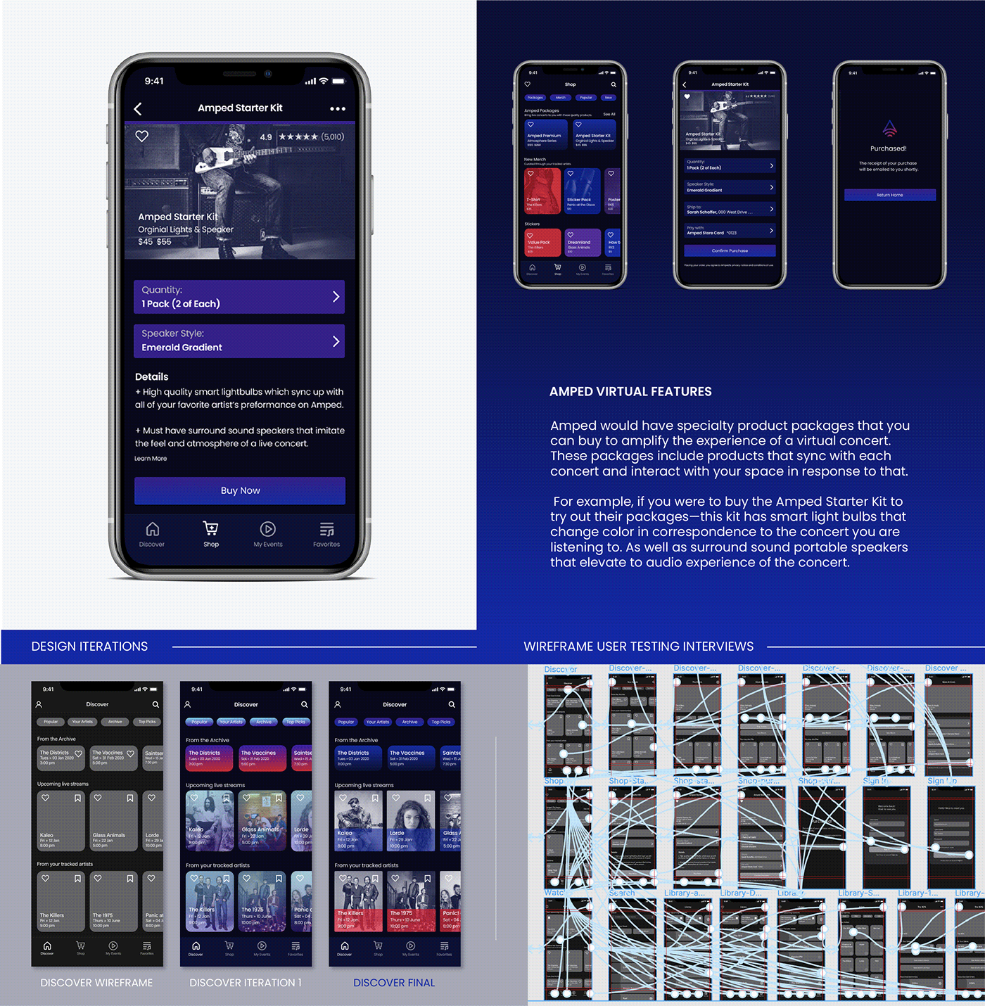app design concerts COVid dark mode Duotone Figma music