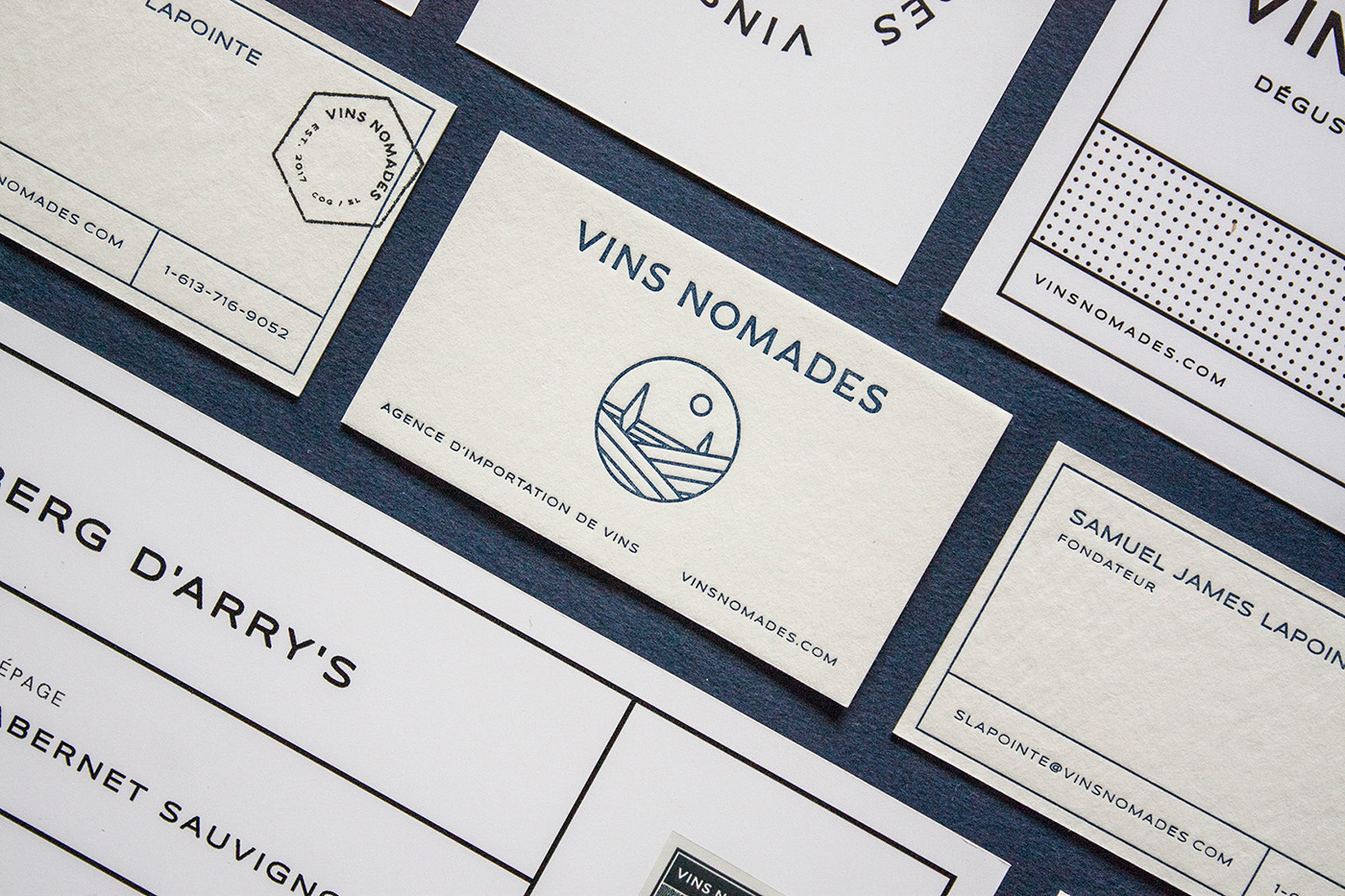 wine import agency wine vins nomades business card logo Brand Design stamp brand craft