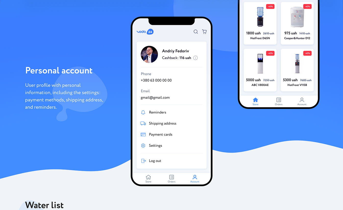 app water delivery ux UI delivery