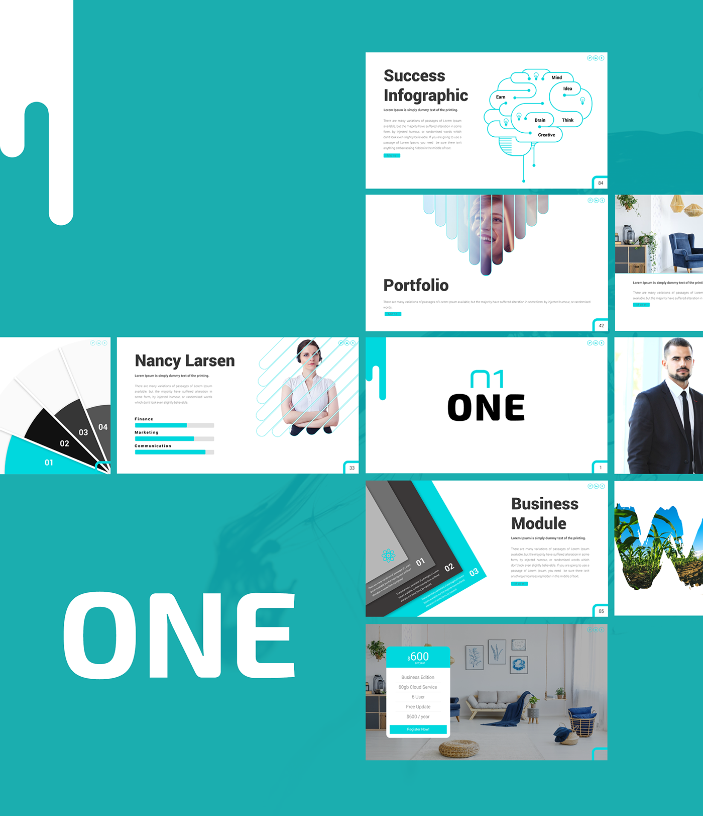 One Powerpoint presentation template creative free free design business corporate minimal