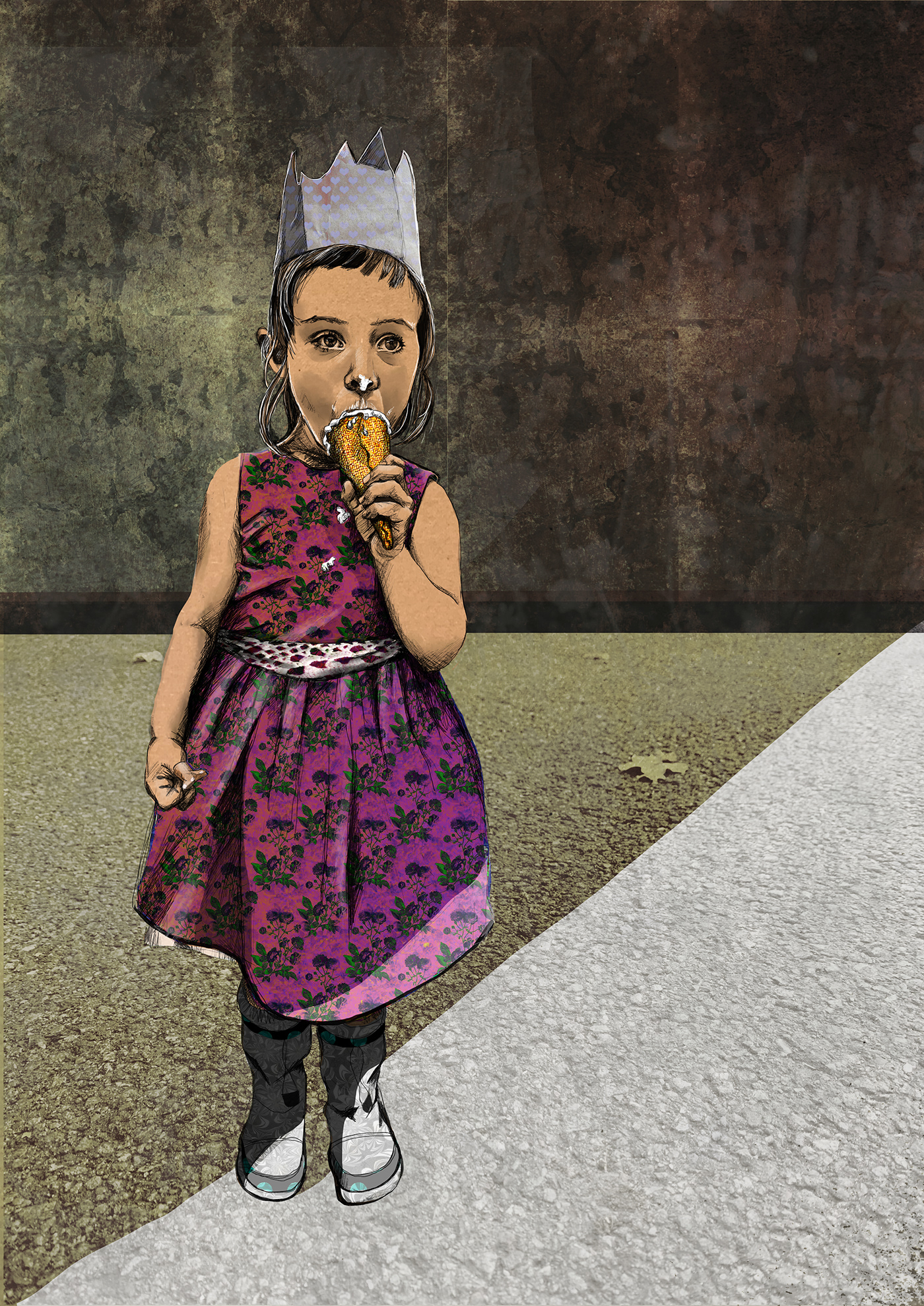 collage digital paintig Illustrationen childhood